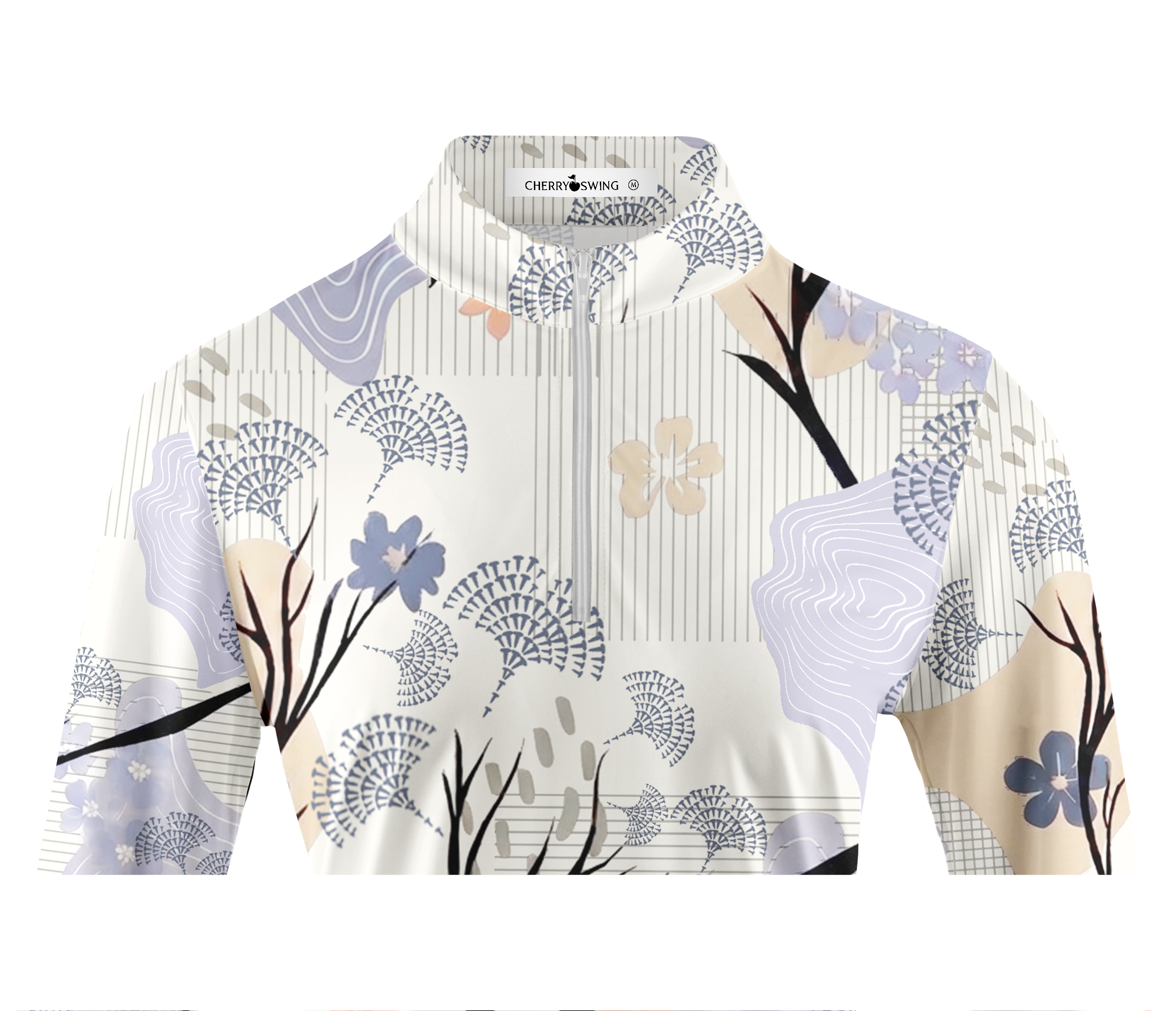 Cherryswing Women's Serene Abstract Garden Long Sleeve Golf Shirt