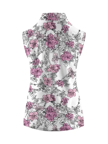 Cherryswing Women's Sleeveless Blossom Golf Polo Shirt