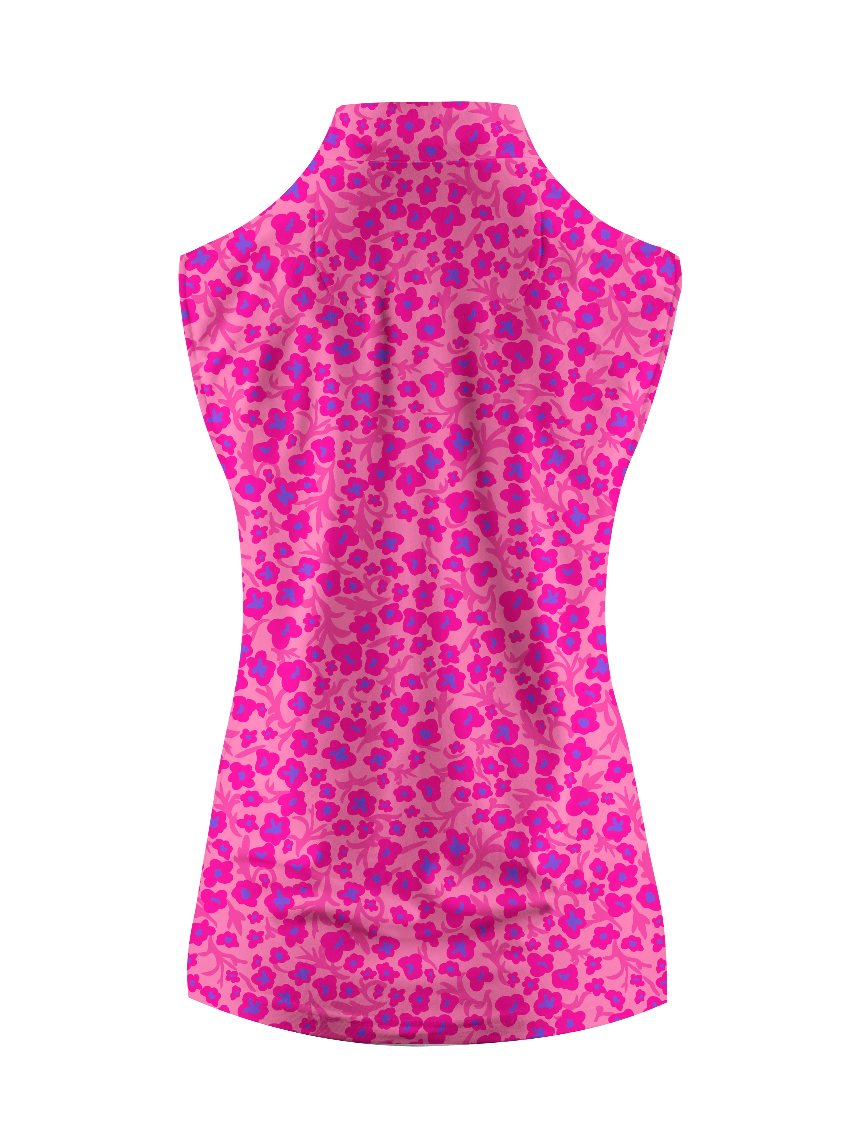 Cherryswing Women's Sleeveless Pink Floral Golf Polo Shirt