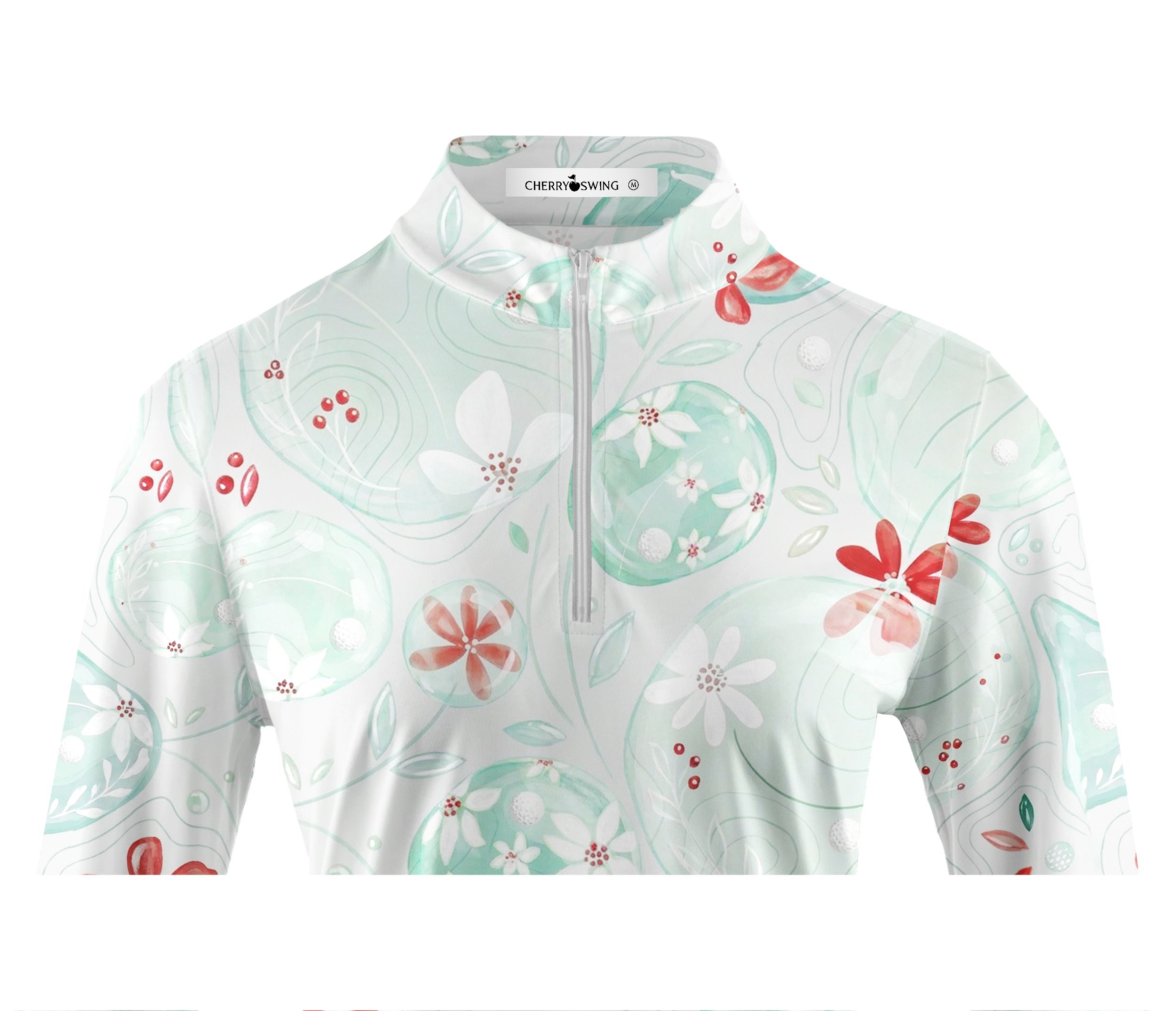 Cherryswing Women's Spring Garden Watercolor Long Sleeve Golf Shirt