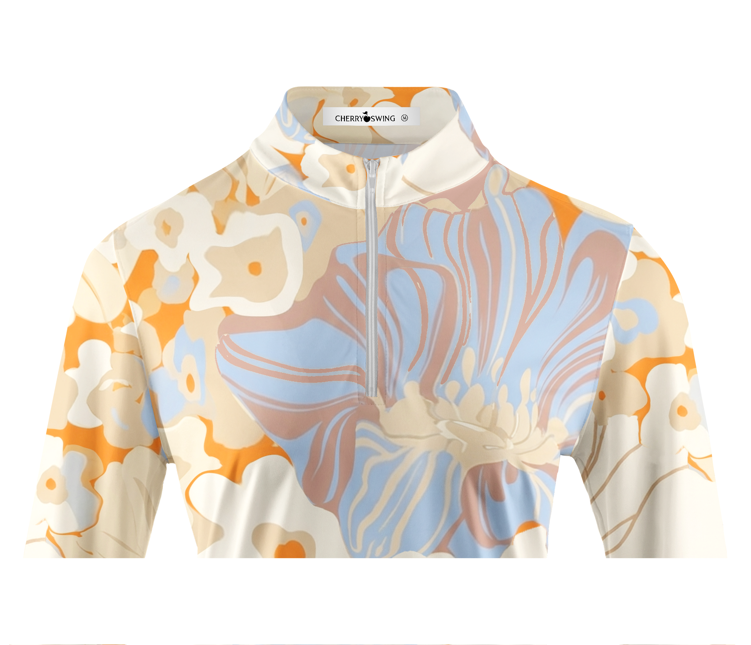 Cherryswing Women's Sunset Floral Abstract Long Sleeve Golf Shirt
