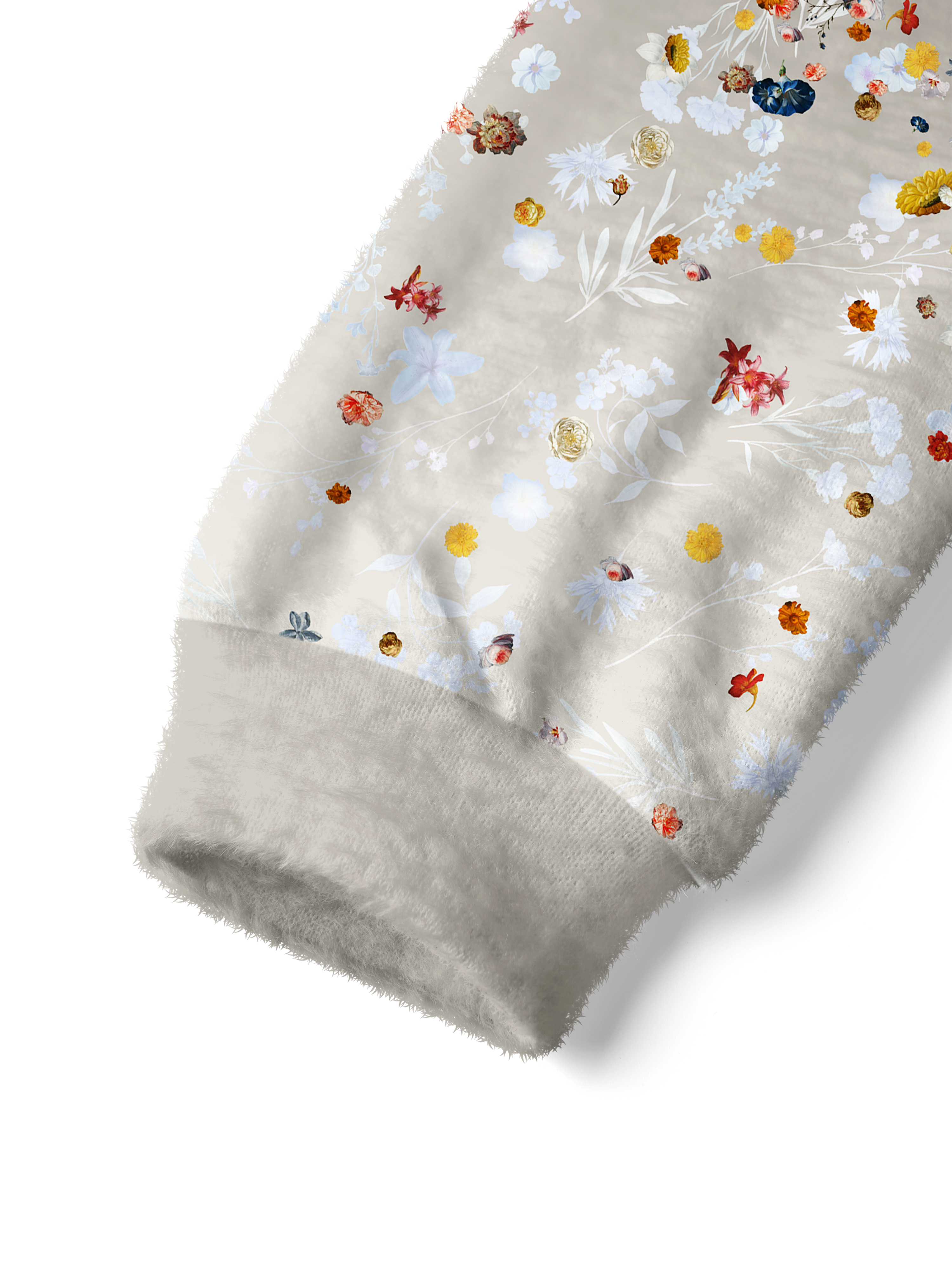 Cherryswing Women's Colorful Wildflowers Fuzzy Knit Golf Sweater