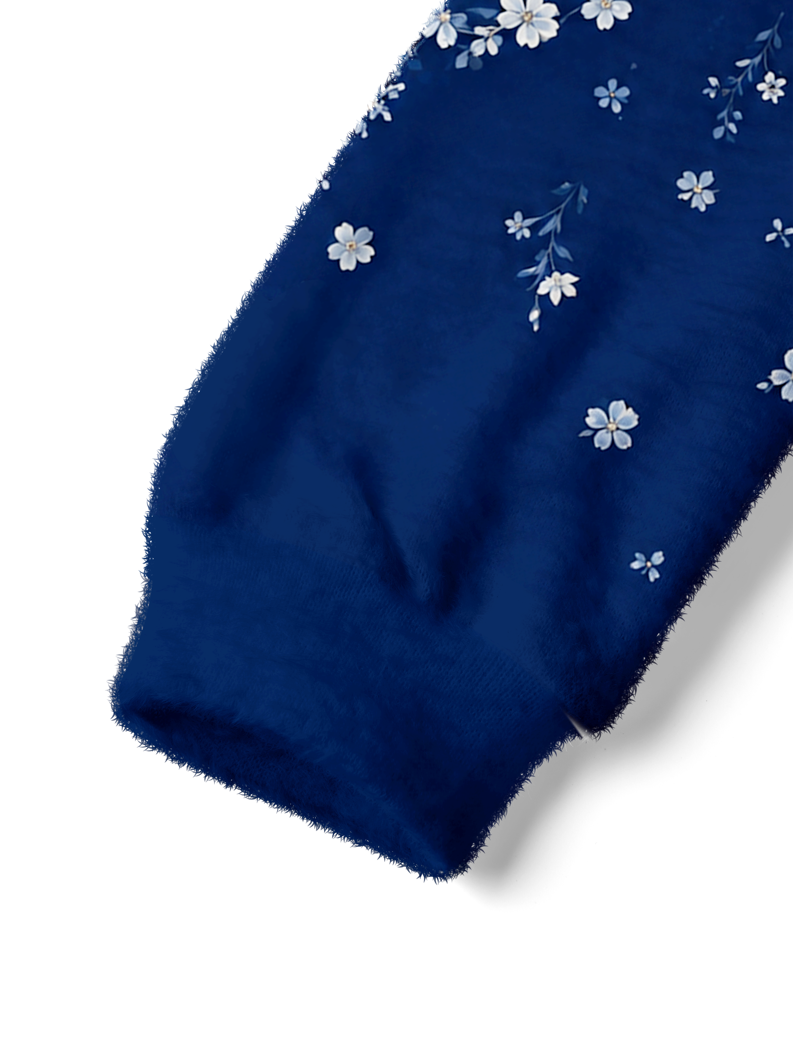 Cherryswing Women's Midnight Floral Fuzzy Knit Golf Sweater