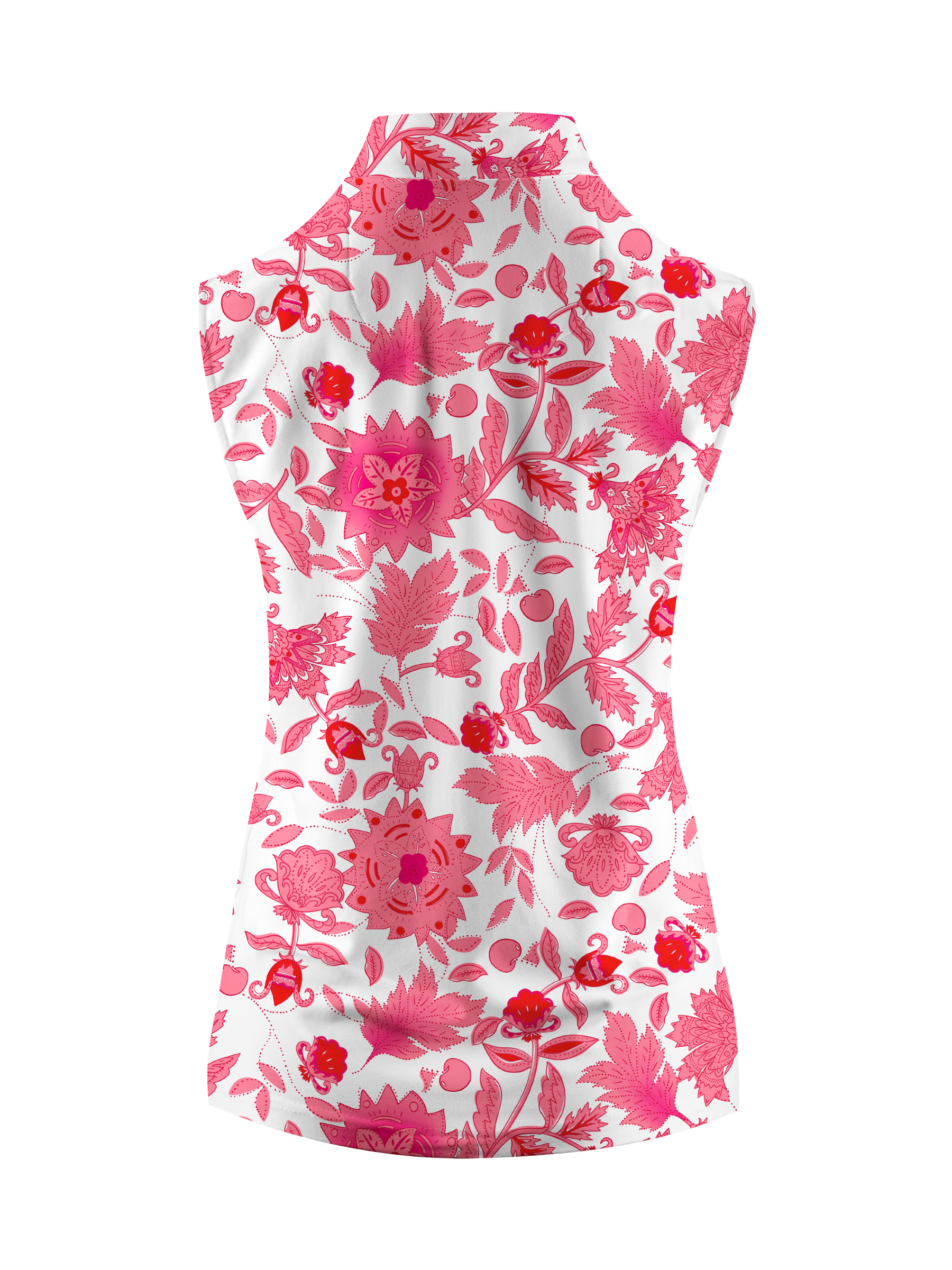 Cherryswing Women's Pink Botanical Sleeveless Golf Shirt