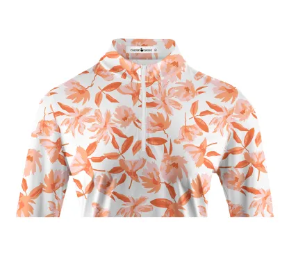 Cherryswing Women's Autumn Blossom Long Sleeve Polo Shirt