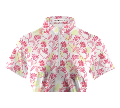 Cherryswing Women's Short Sleeve Floral Golf Polo