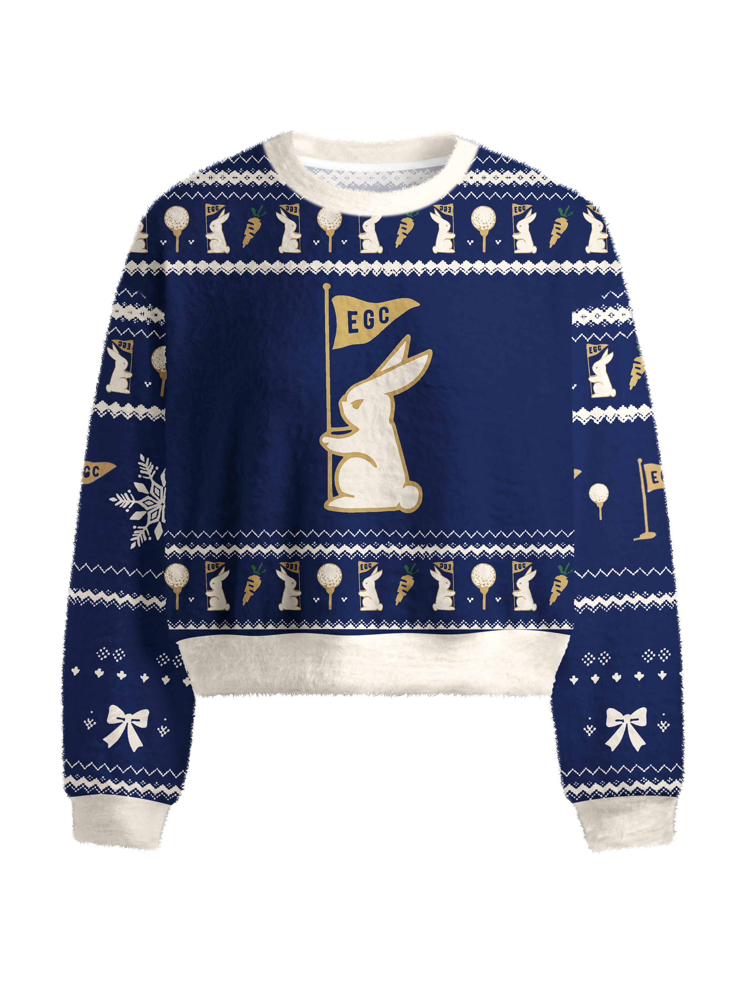 Cherryswing Women's Festive Golf Bunny Fuzzy Knit Golf Sweater