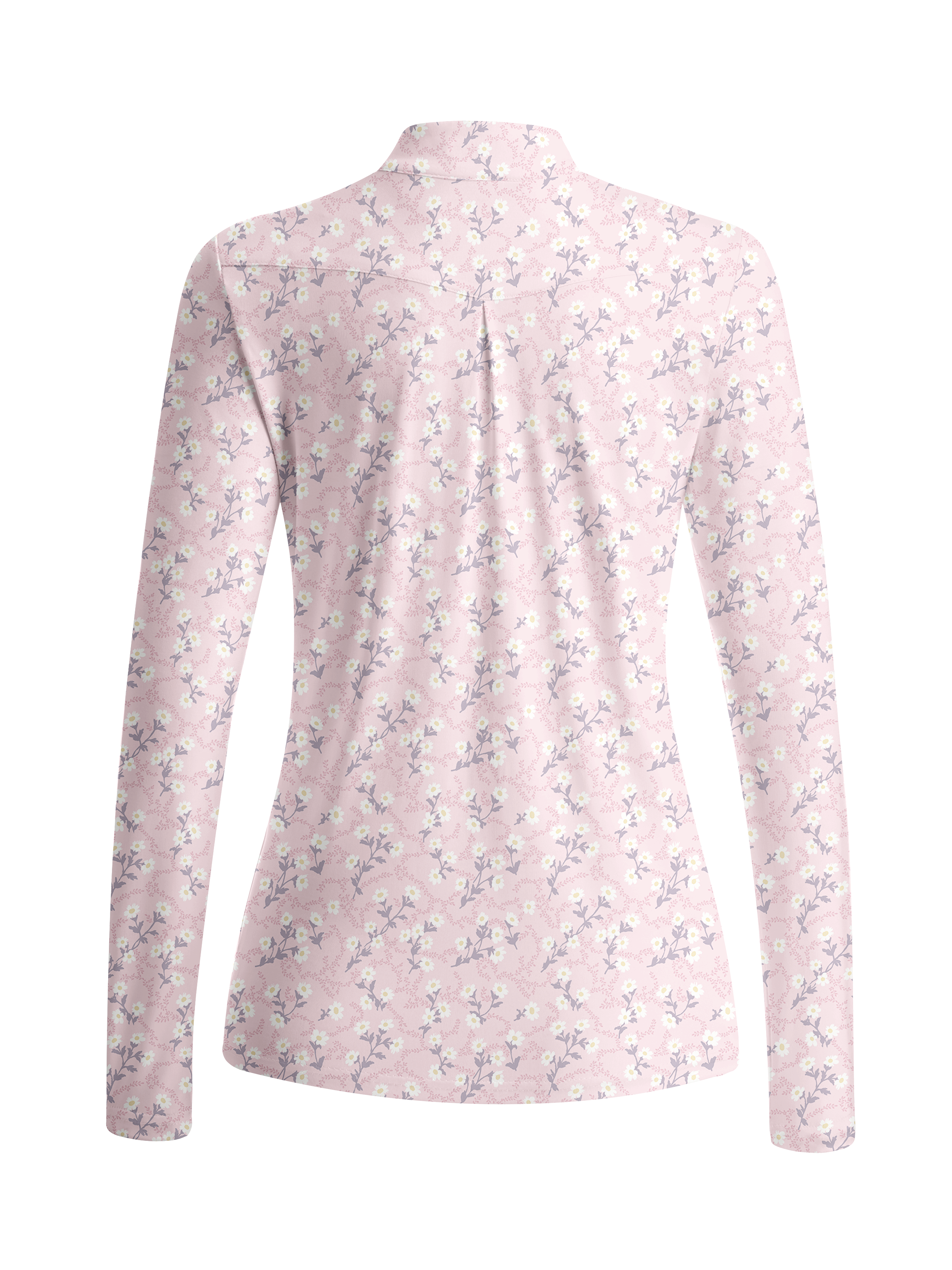 Cherryswing Women's Dainty Floral Sprig Print Long Sleeve Golf Shirt