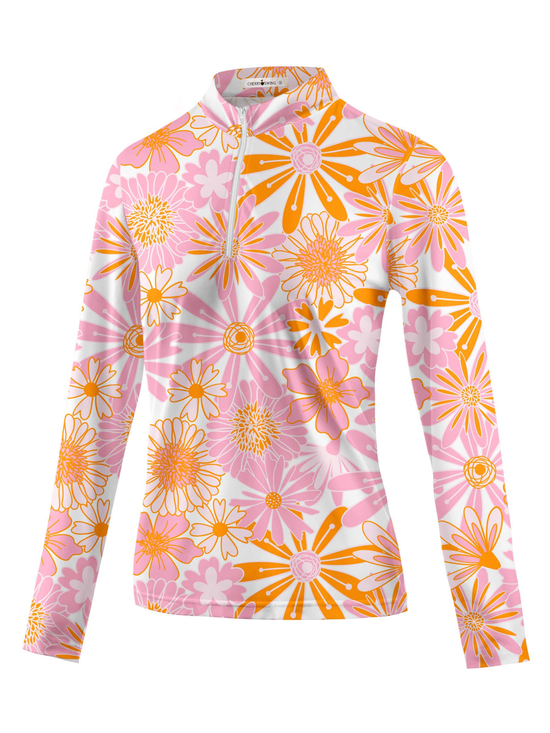 Cherryswing Women's Mini Flowers Long Sleeve Golf Shirt