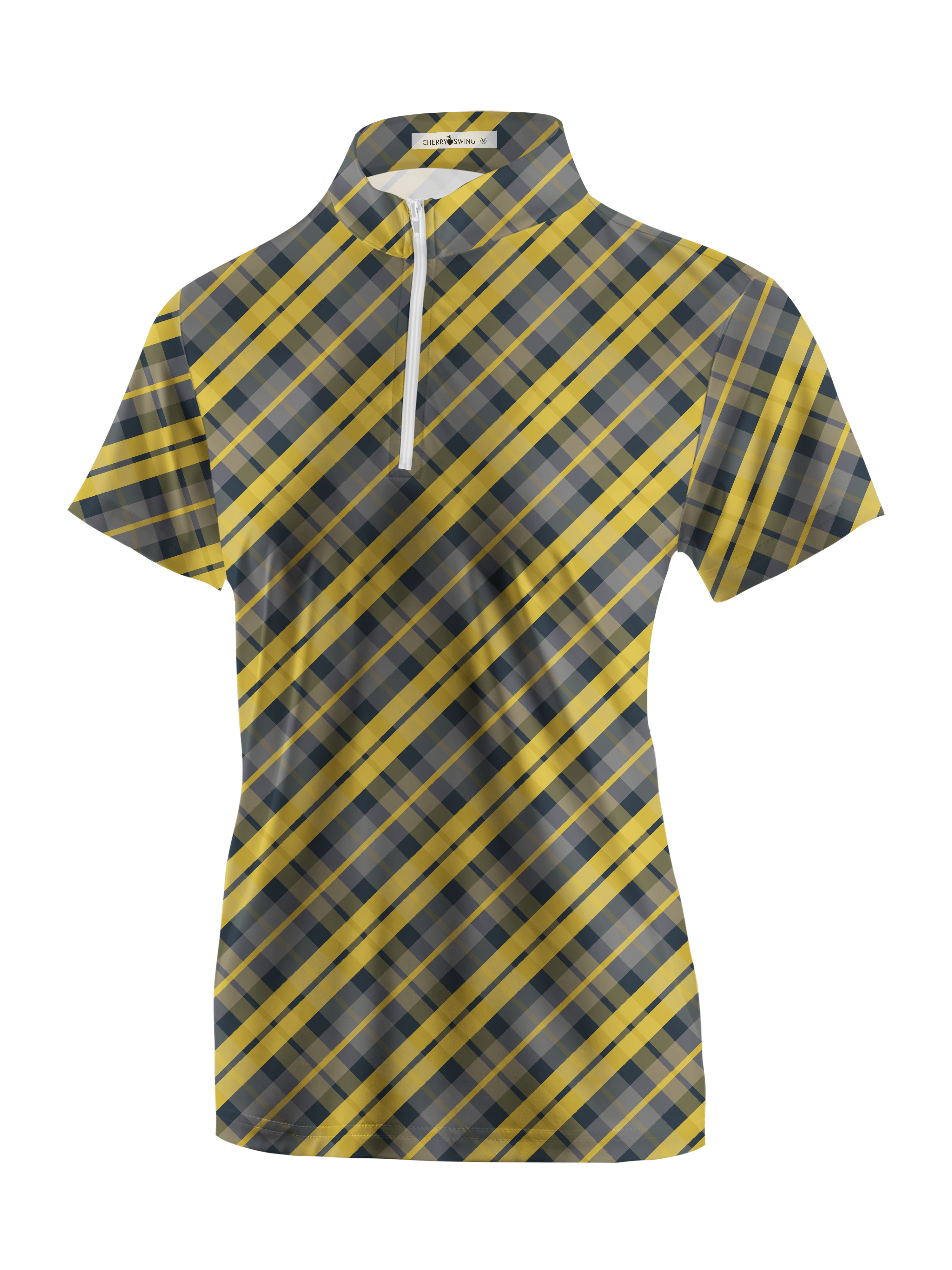 Cherryswing Women's Scottish Plaid Pattern Short Sleeve Polo Shirt
