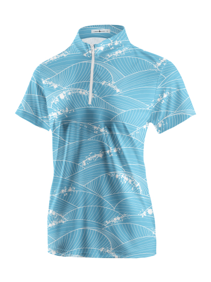 Cherryswing Women's Ocean Waves Short Sleeve Polo Shirt