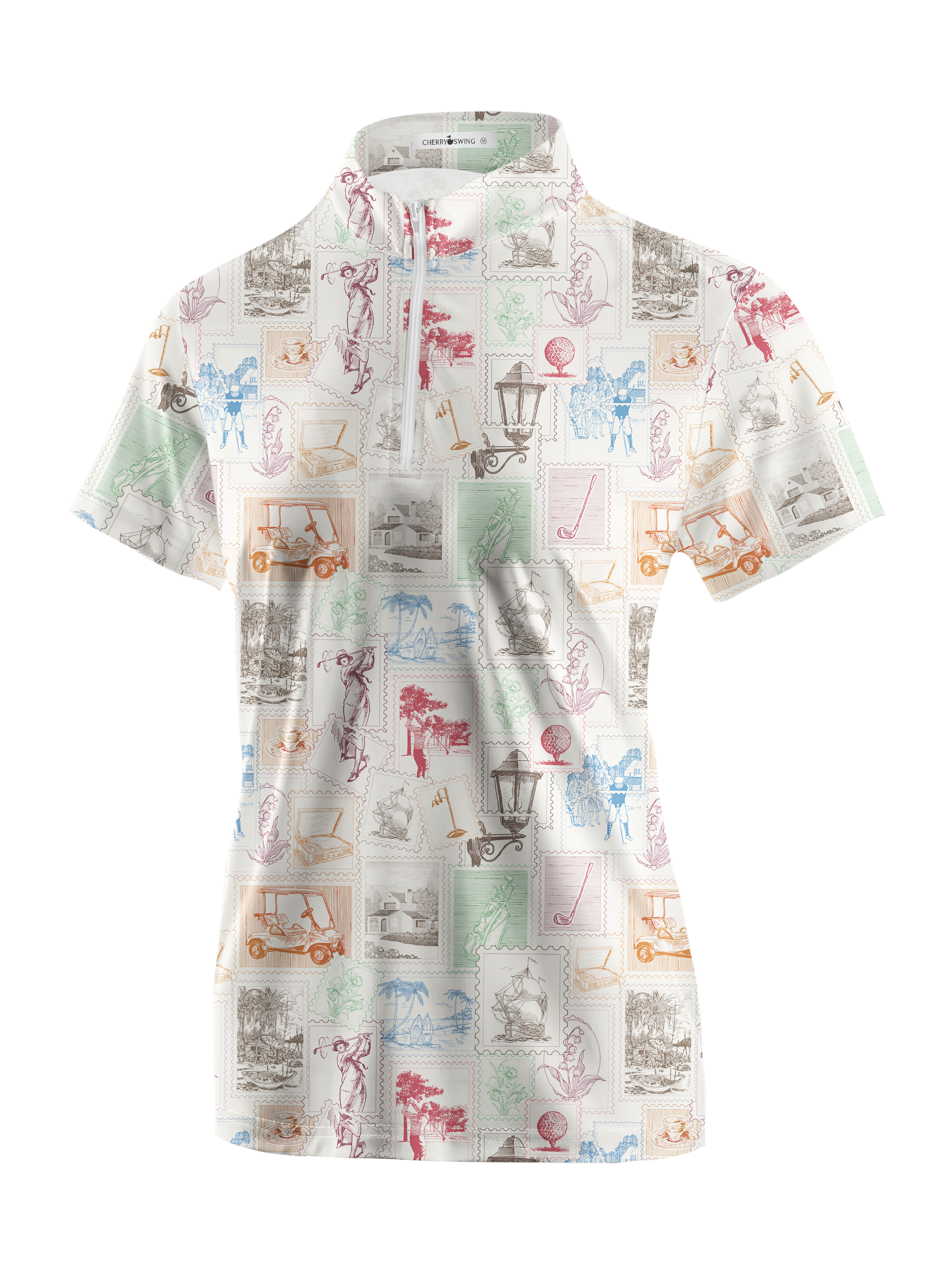 Cherryswing Women's Stamp Short Sleeve Polo Shirt