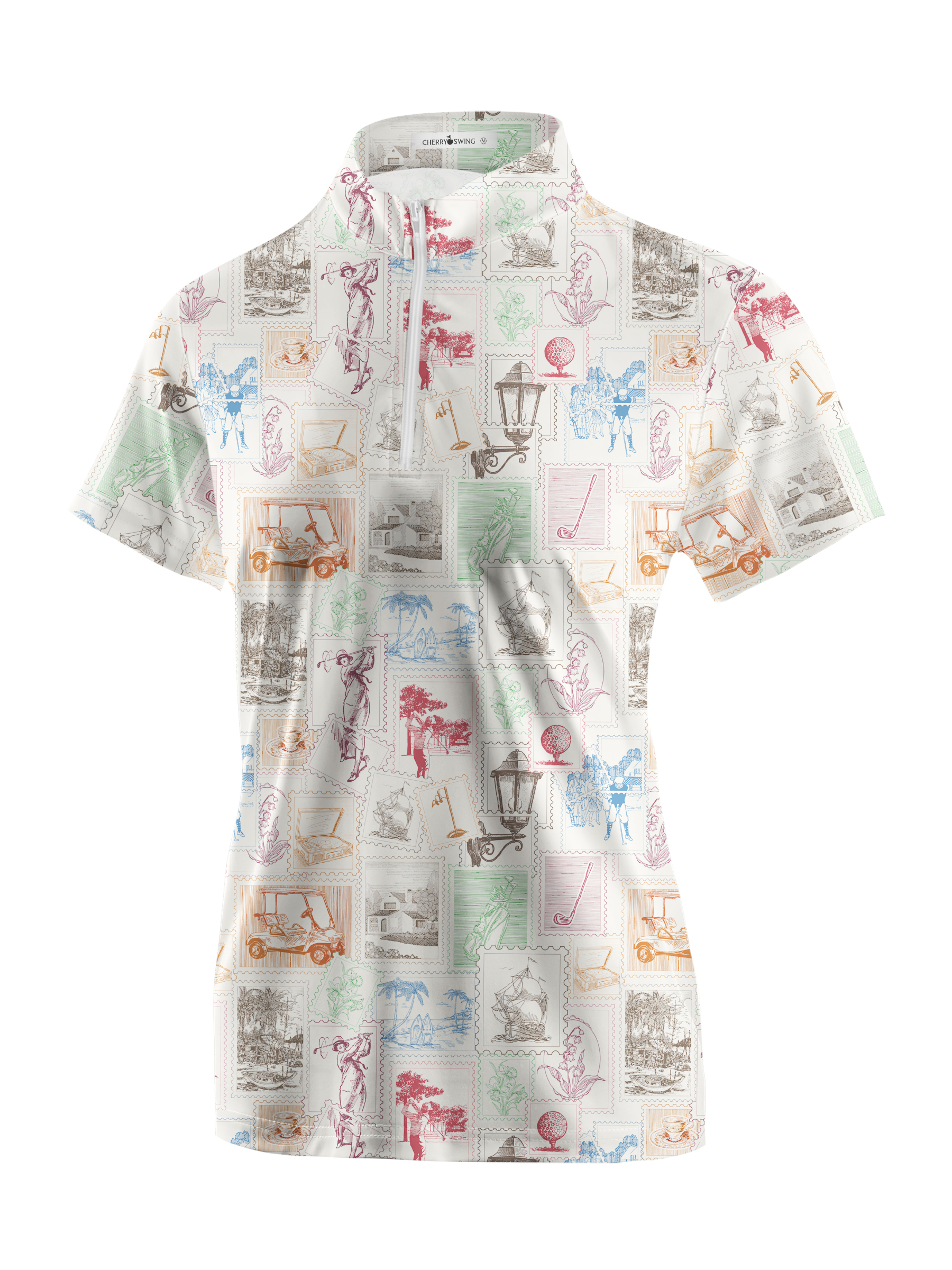 Cherryswing Women's Stamp Short Sleeve Polo Shirt