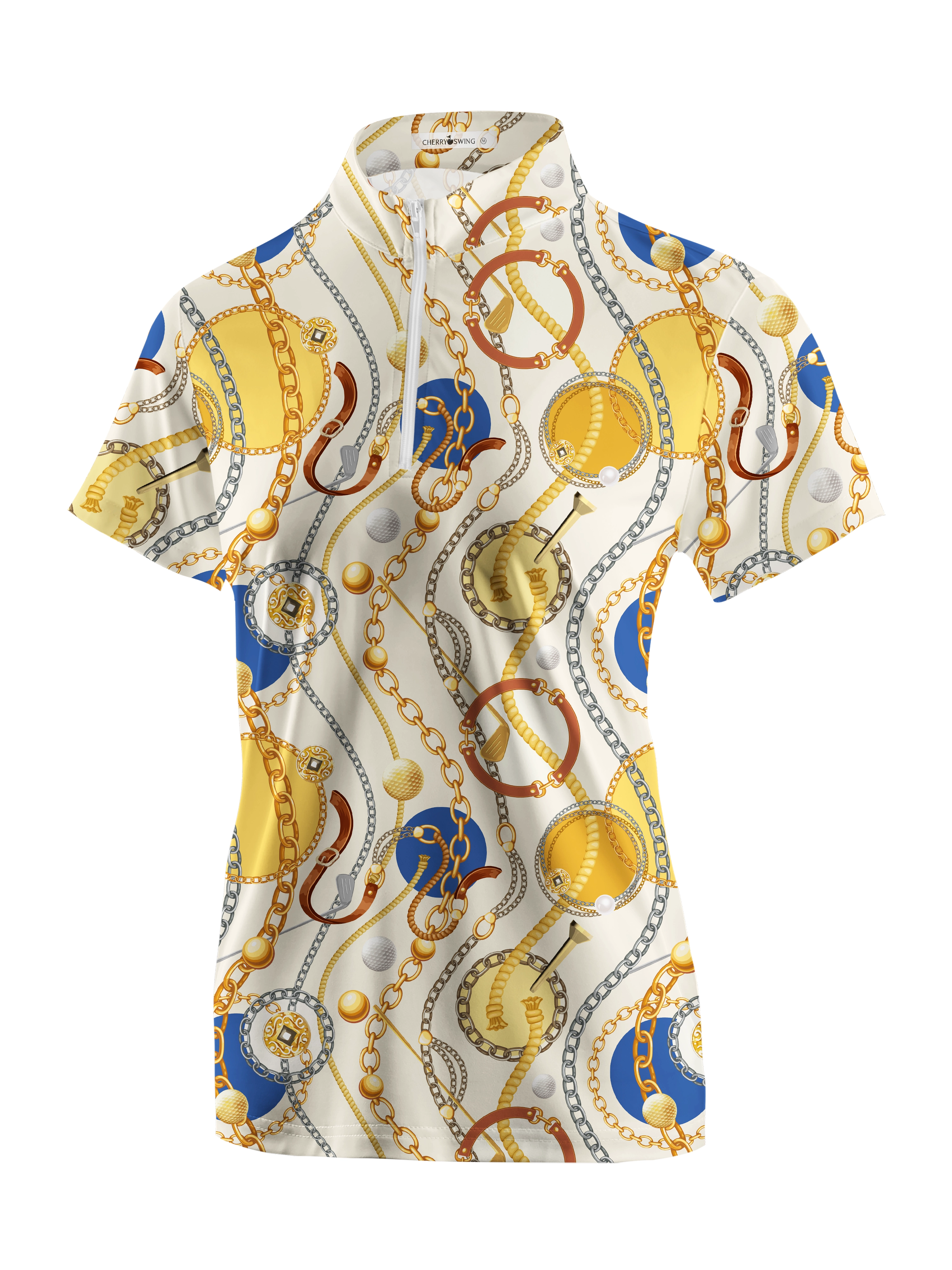 Cherryswing Women's Gold Golf Short Sleeve Polo Shirt
