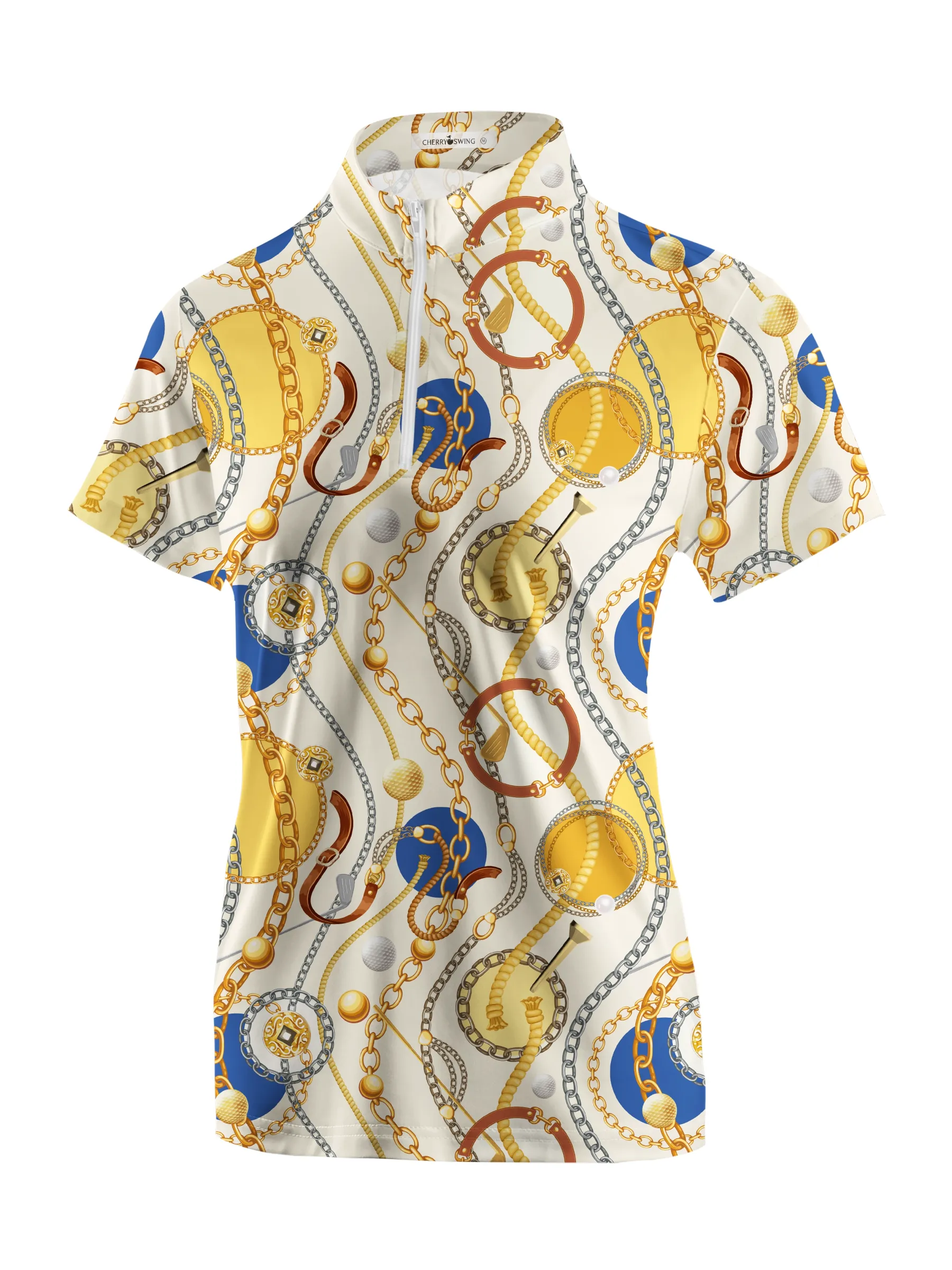 Cherryswing Women's Gold Golf Short Sleeve Polo Shirt