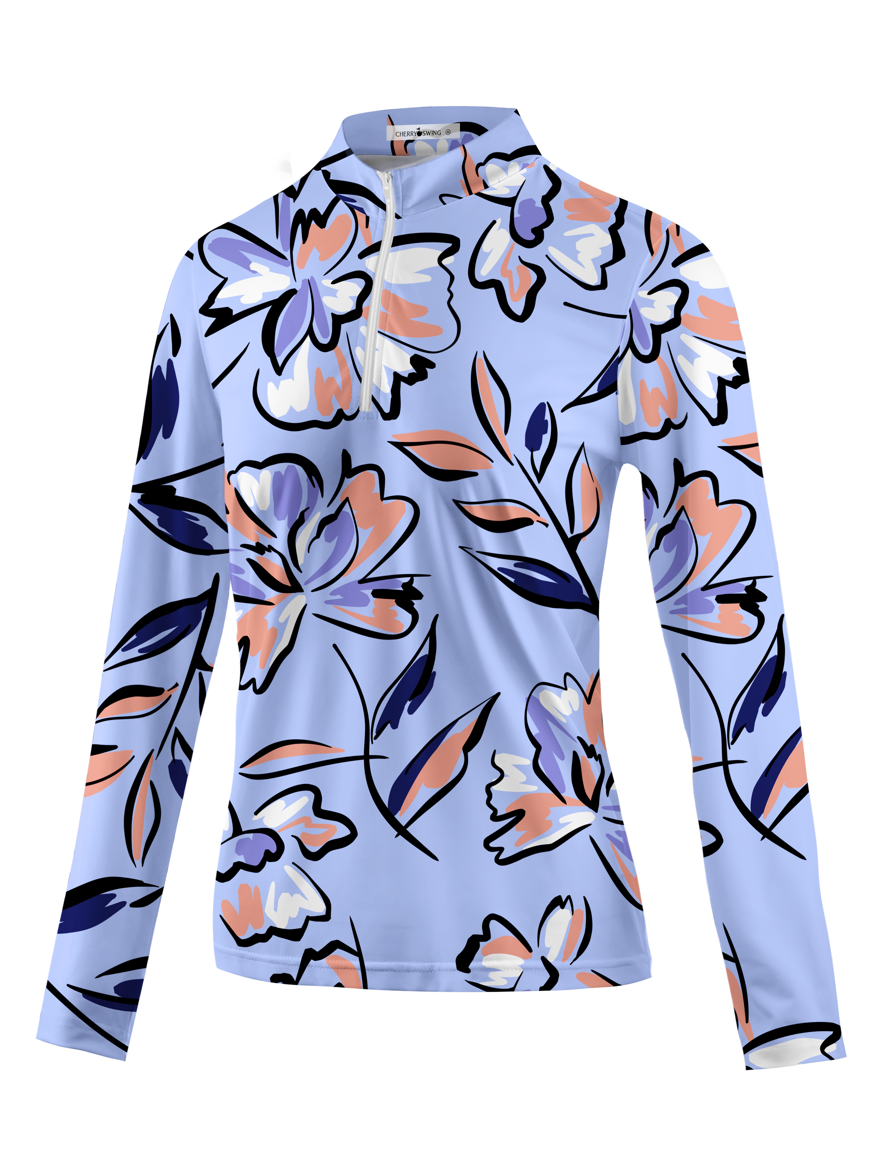 Cherryswing Women's Lilac Floral Long Sleeve Golf Shirt