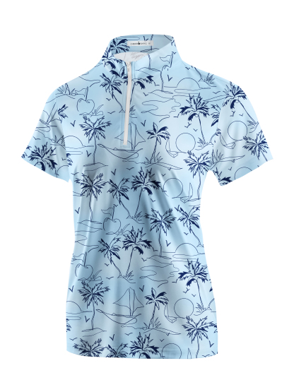 Cherryswing Women's Coconut Trees Swaying Short Sleeve Golf Shirt