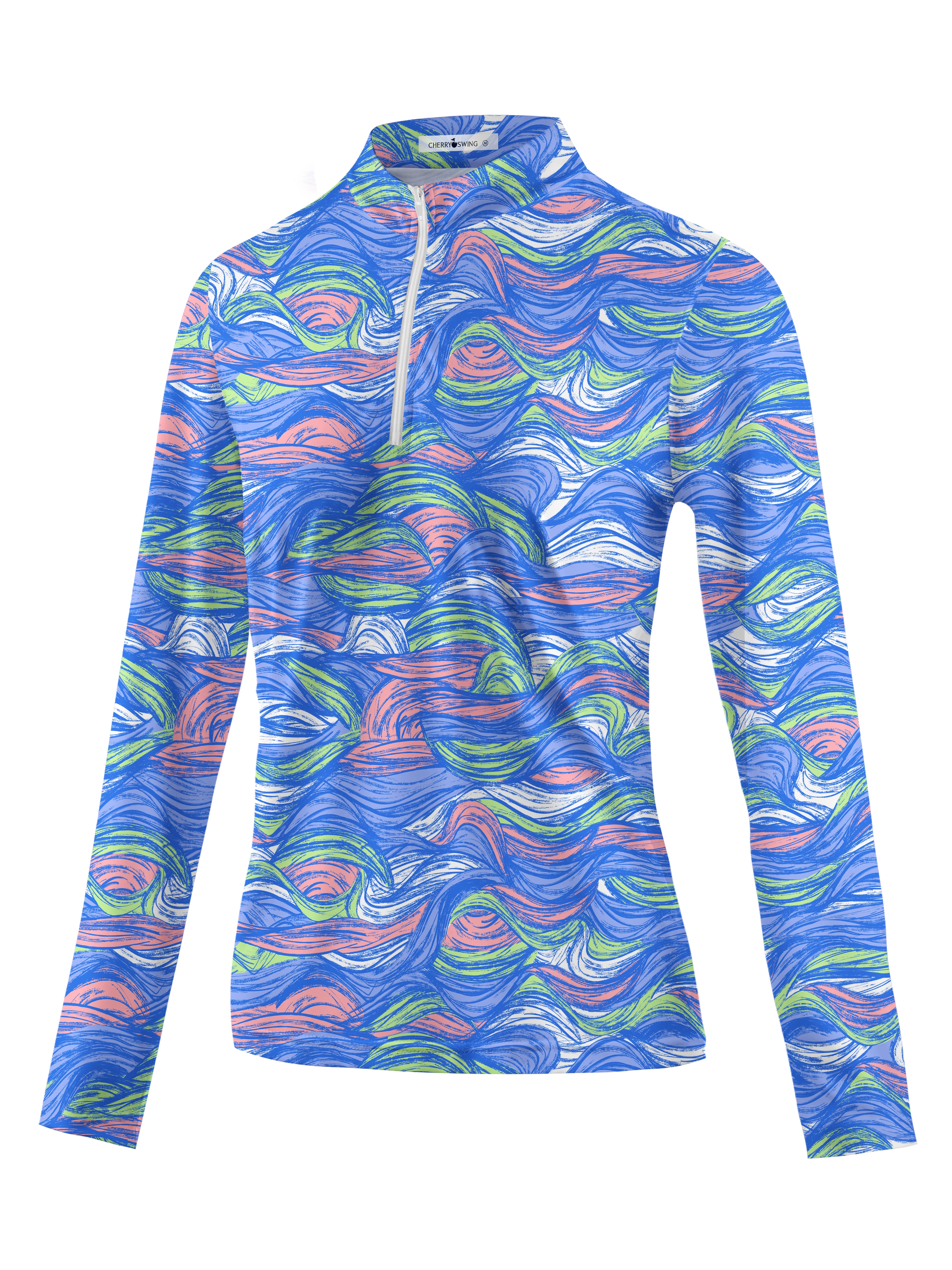 Cherryswing Women's Colored Waves Long Sleeve Golf Shirt