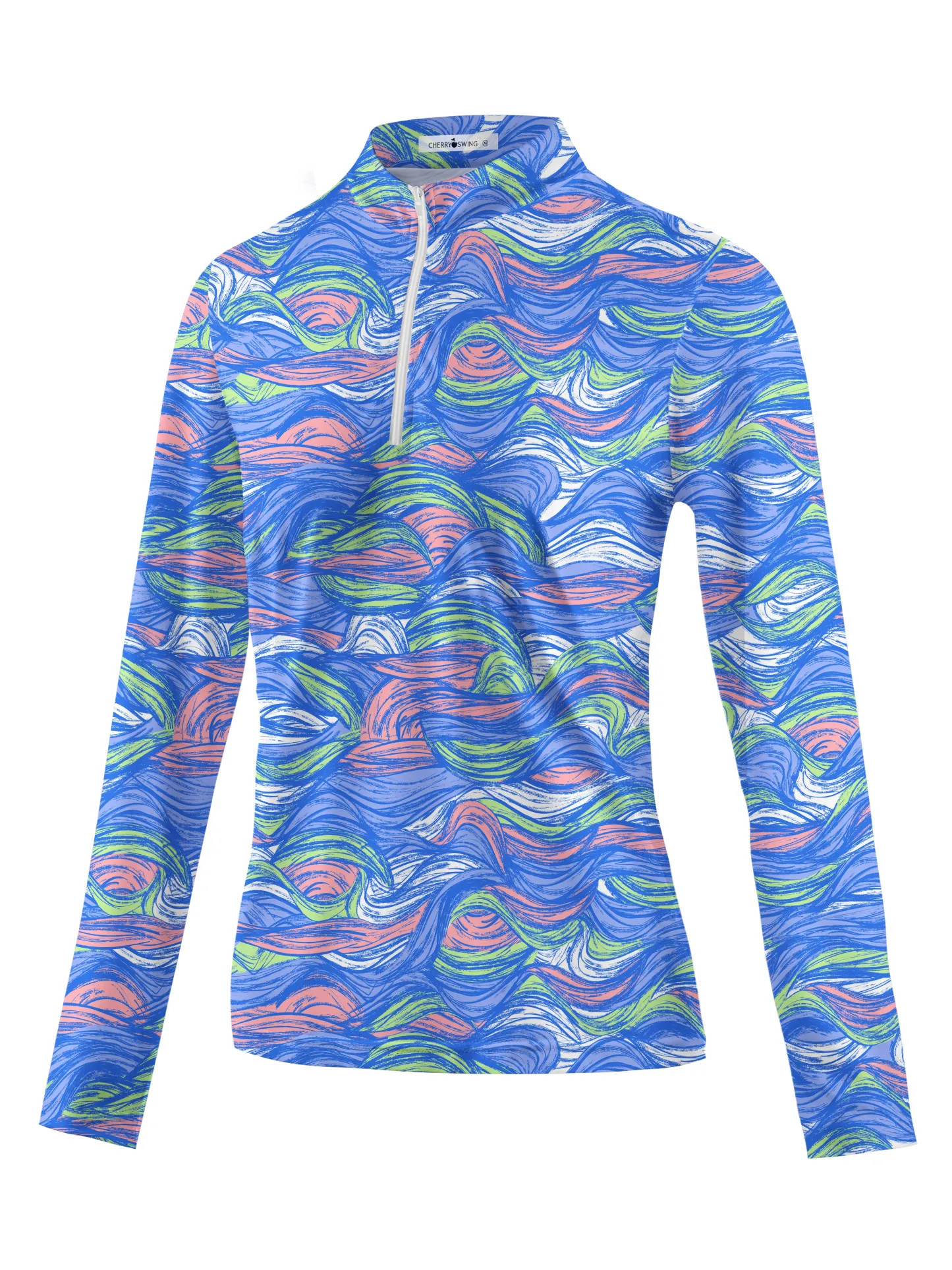Cherryswing Women's Colored Waves Long Sleeve Golf Shirt