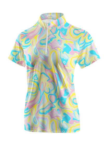 Cherryswing Women's Colorful Fish Short Sleeve Golf Shirt