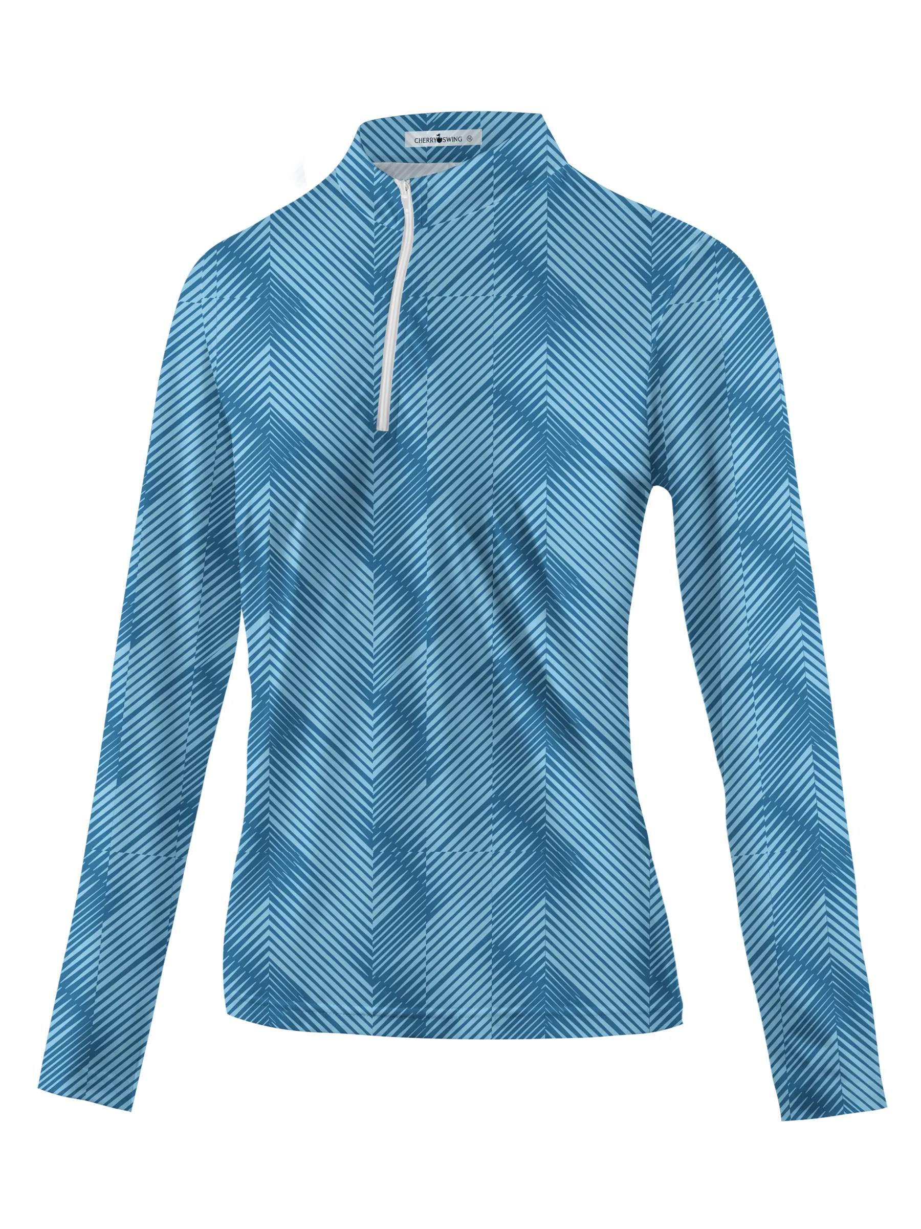 Cherryswing Women's Golf Water Ripples Long Sleeve Polo Shirt