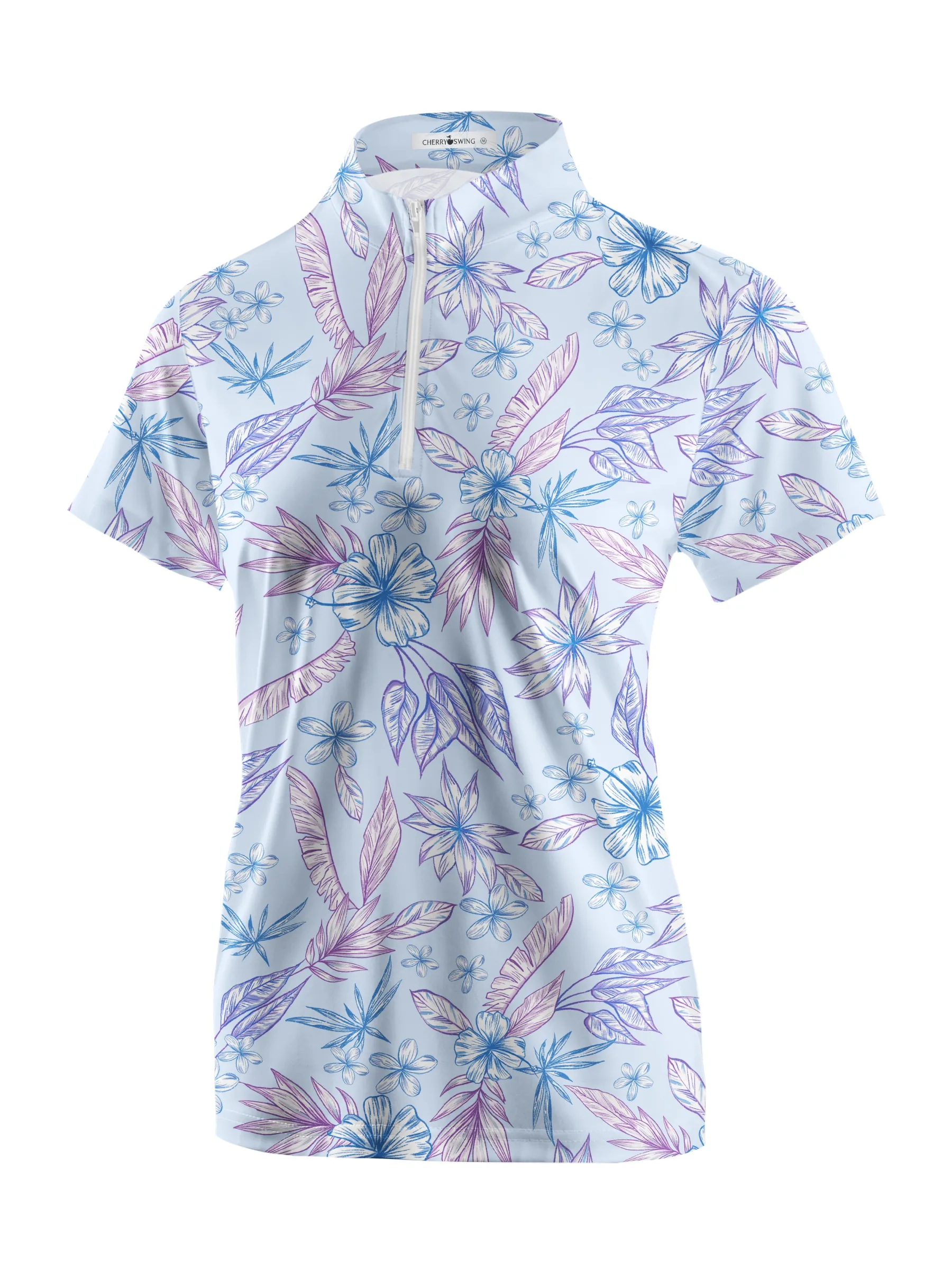 Cherryswing Women's Hibiscus Golf Short Sleeve Polo Shirt