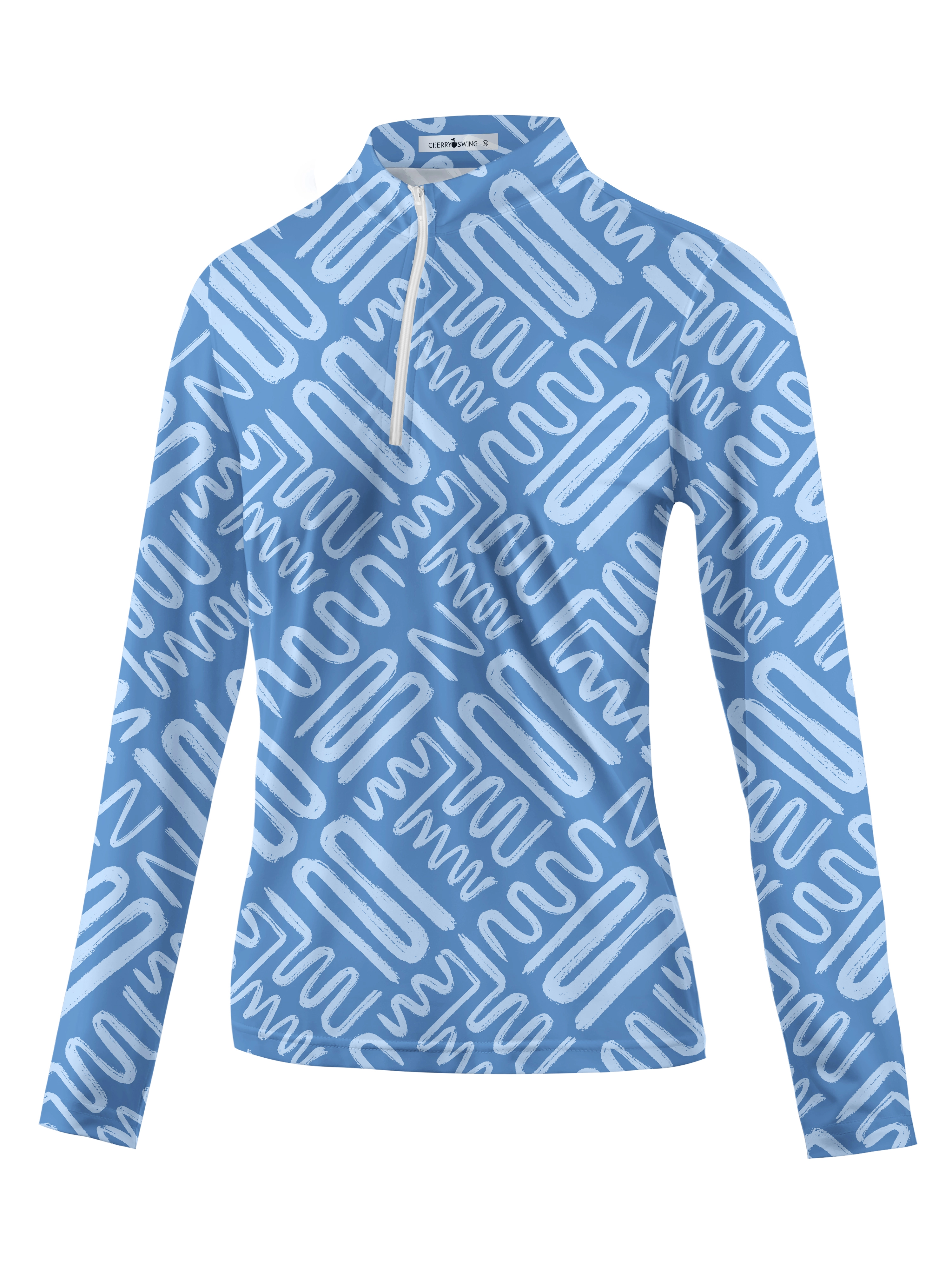 Cherryswing Women's Golf Line Printing Long Sleeve Polo Shirt