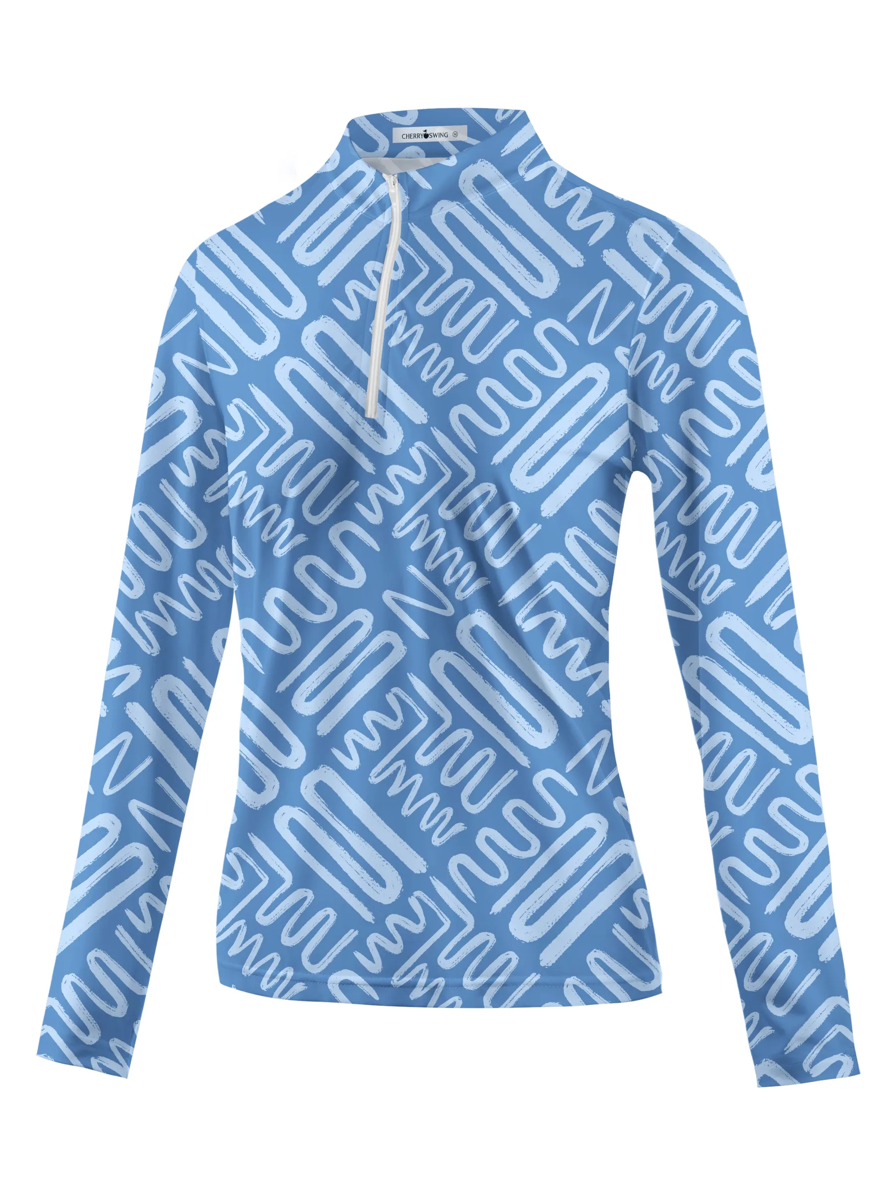 Cherryswing Women's Golf Line Printing Long Sleeve Polo Shirt