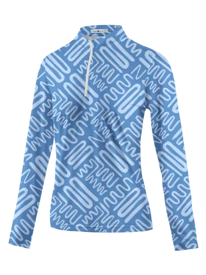 Cherryswing Women's Golf Line Printing Long Sleeve Polo Shirt