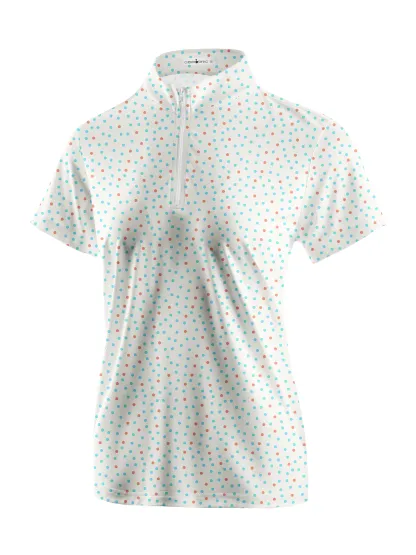 Cherryswing Women's Confetti Dots Golf Sleeve Polo Shirt