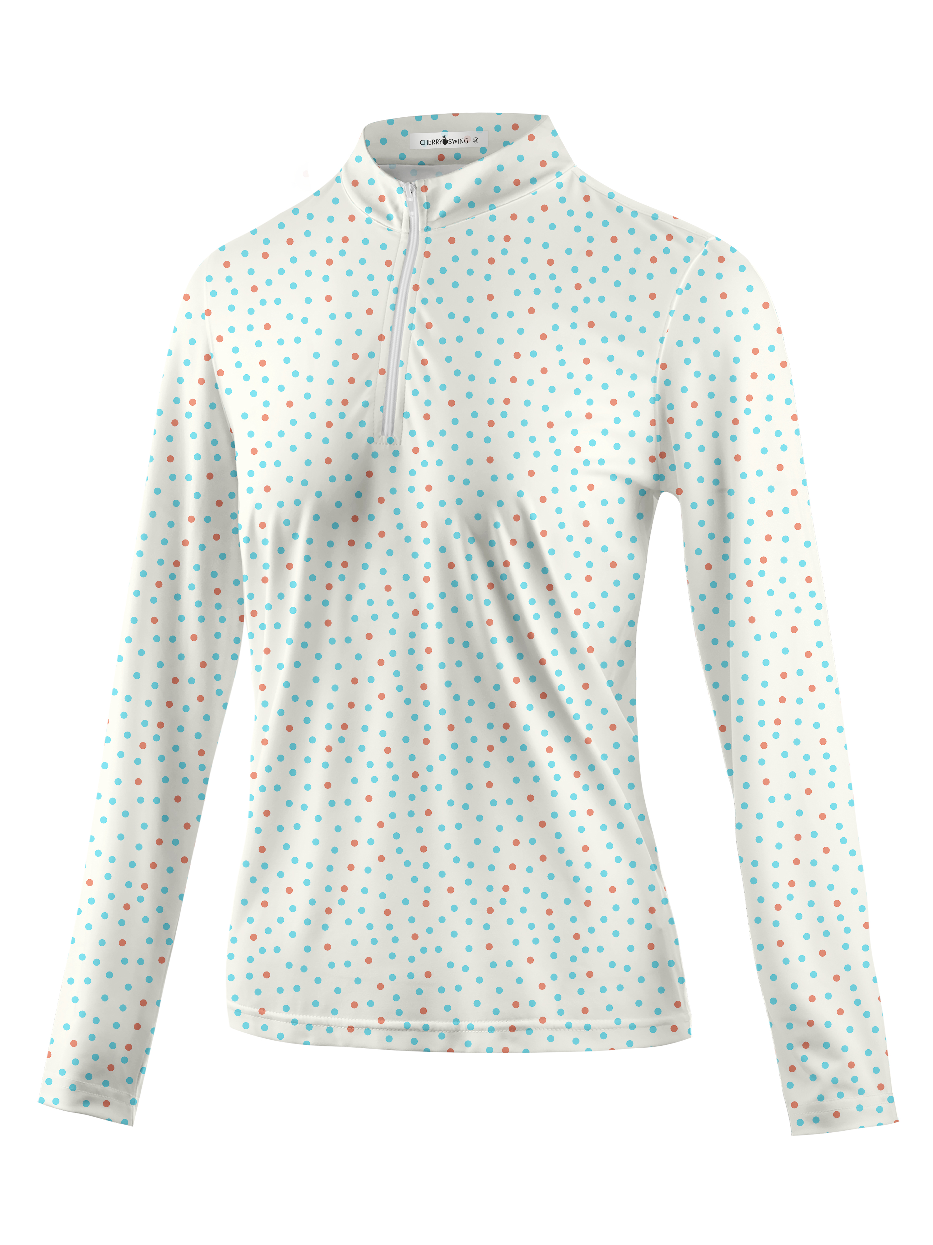 Cherryswing Women's Confetti Dots Long Sleeve Polo Shirt