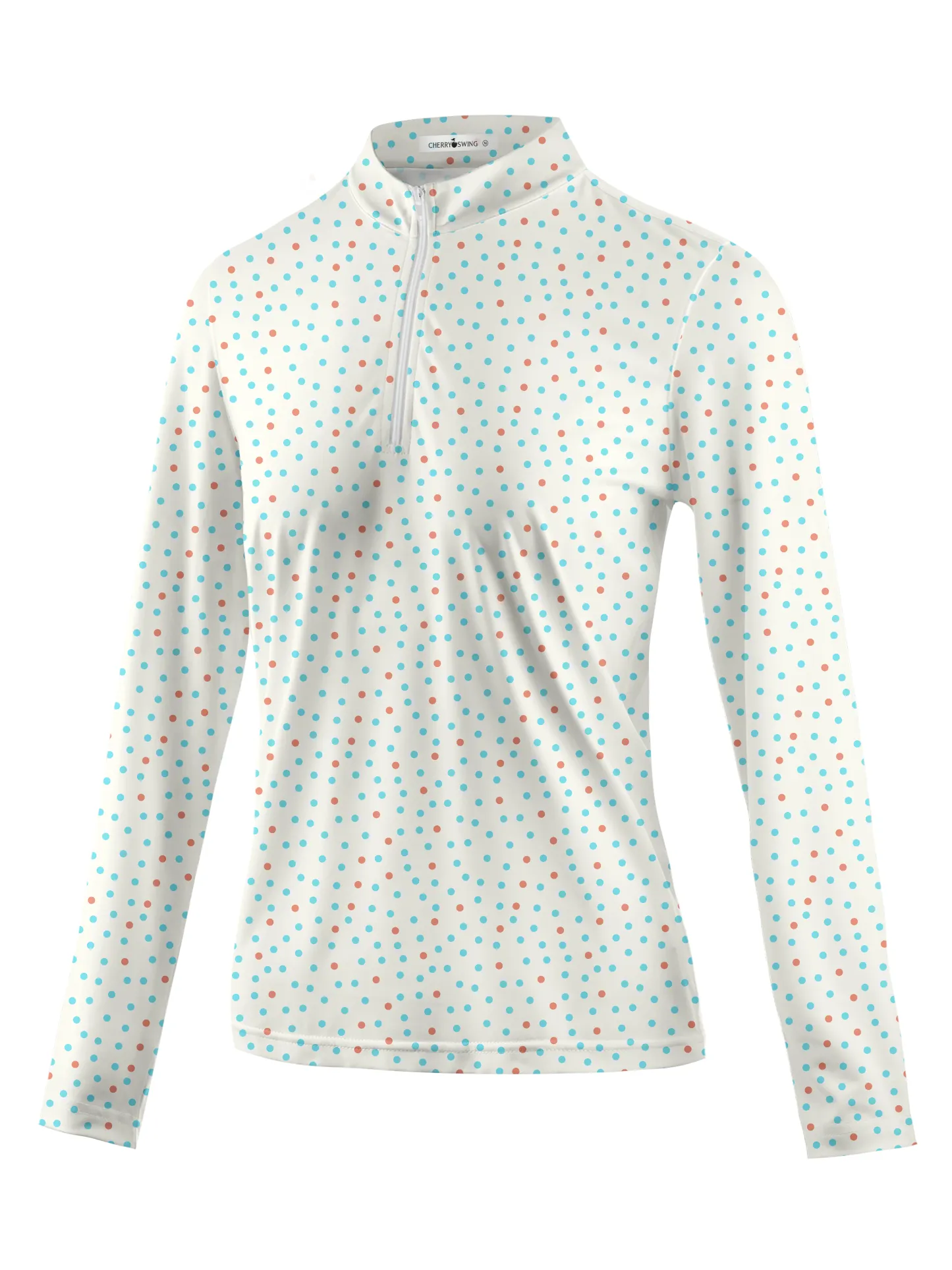 Cherryswing Women's Confetti Dots Long Sleeve Polo Shirt
