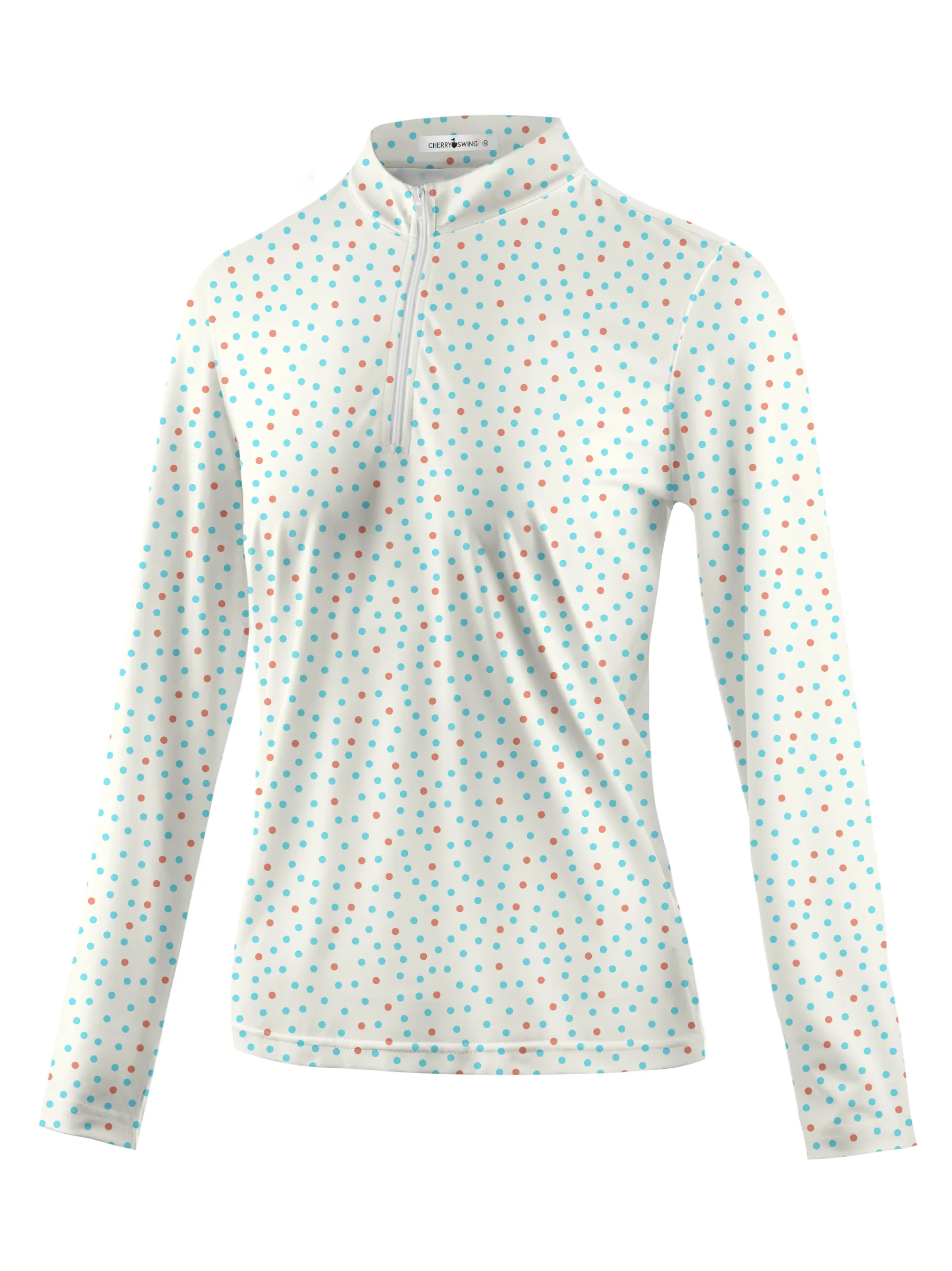 Cherryswing Women's Confetti Dots Long Sleeve Polo Shirt