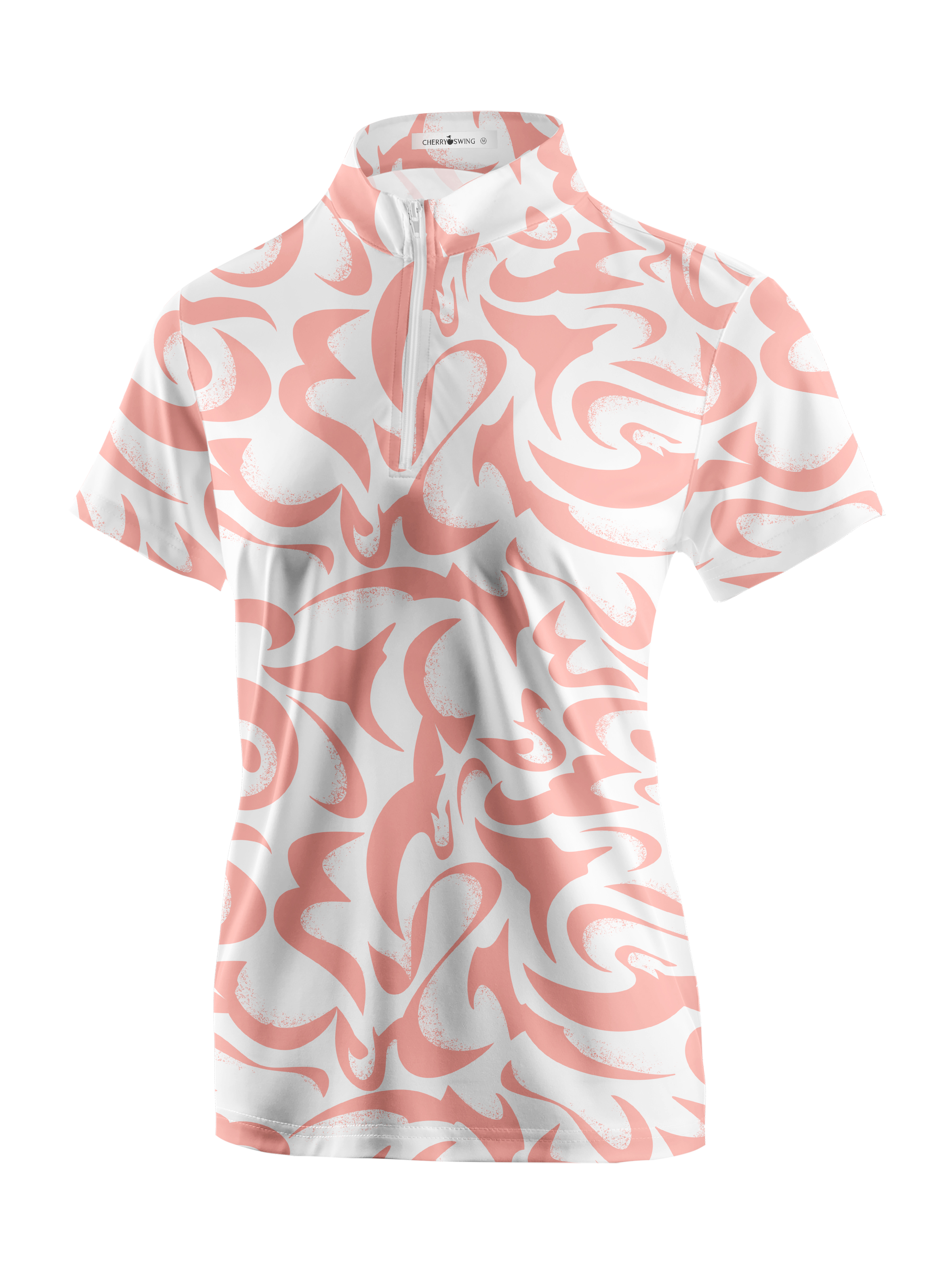 Cherryswing Women's  Coral Bloom Abstract Golf Short Sleeve Polo Shirt