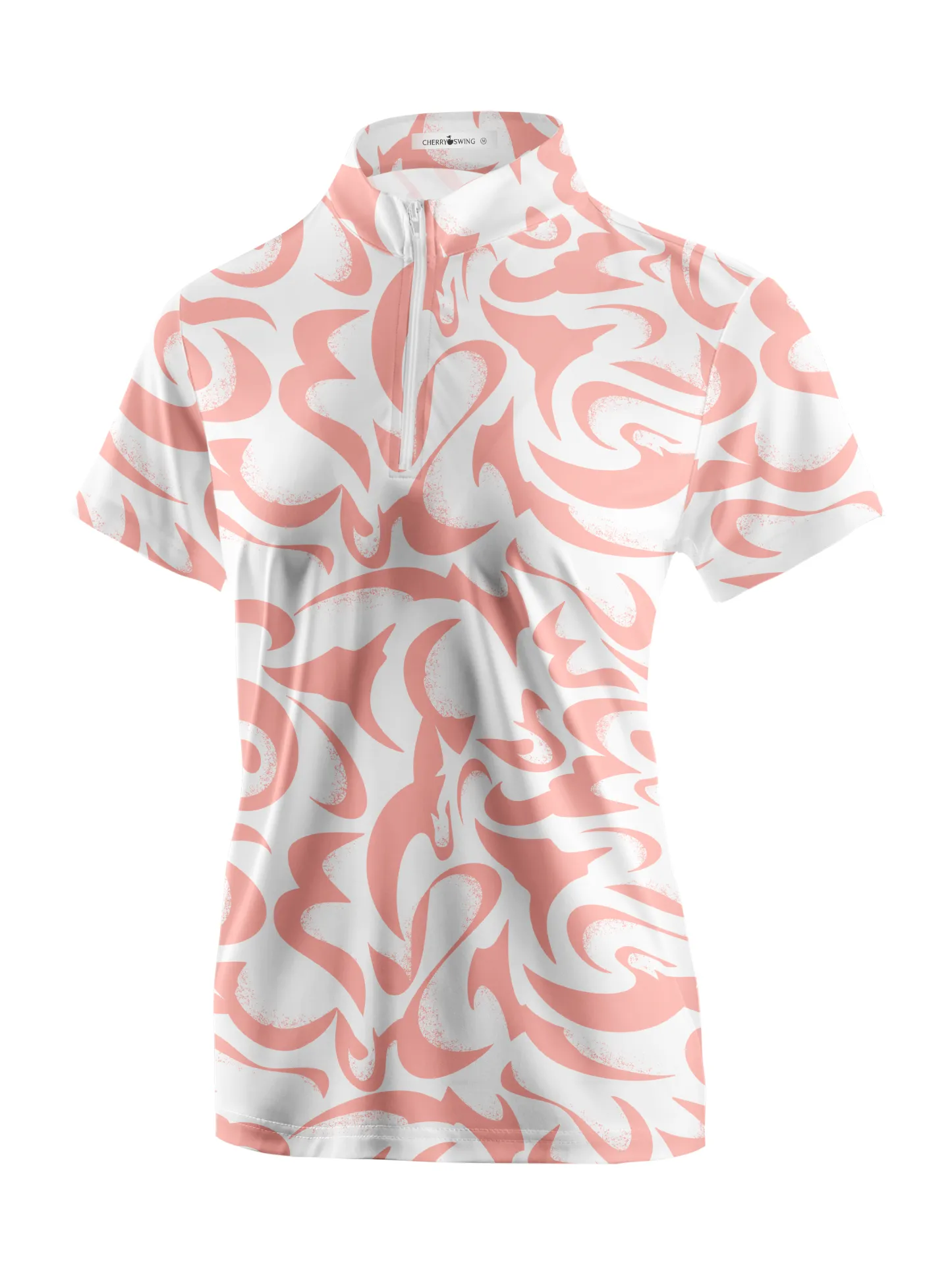 Cherryswing Women's  Coral Bloom Abstract Golf Short Sleeve Polo Shirt
