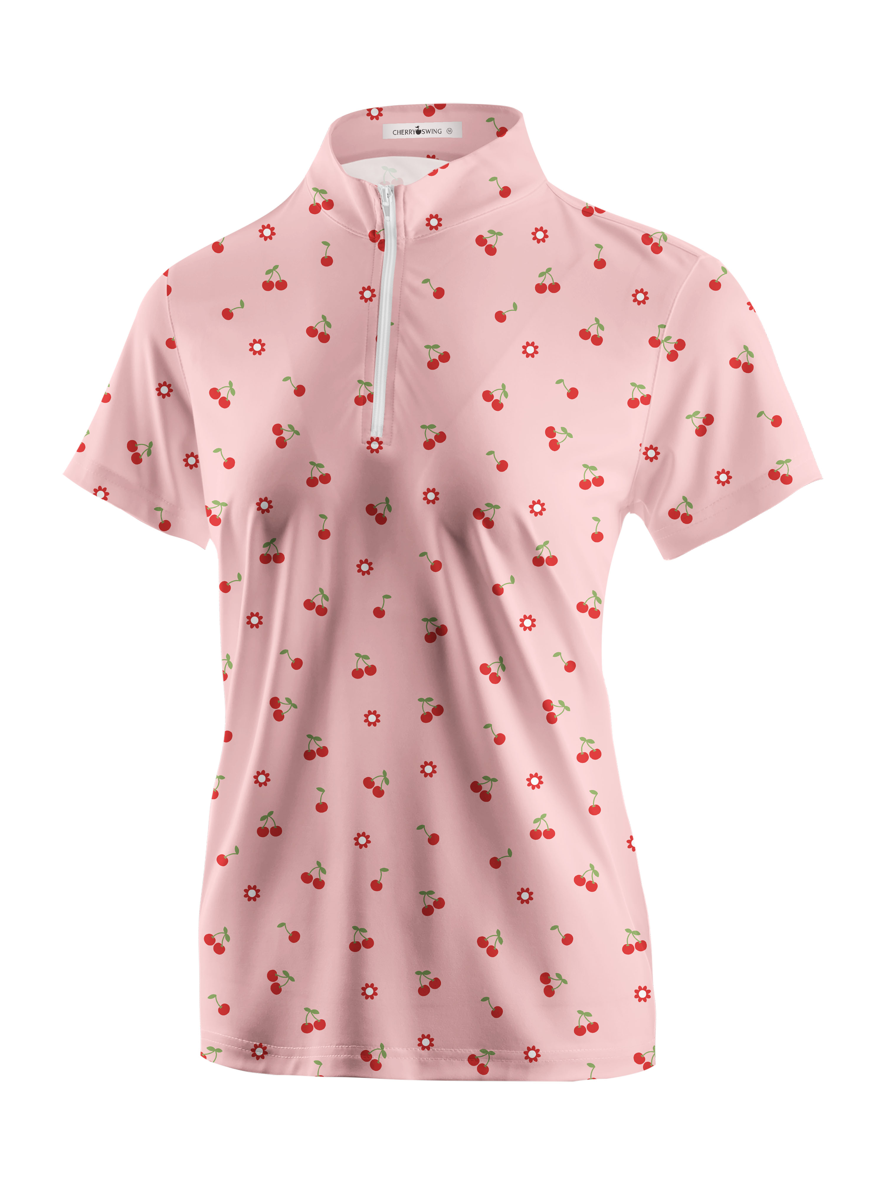 Cherryswing Women's Teal Leaf Motif Short Sleeve Golf Polo Shirt