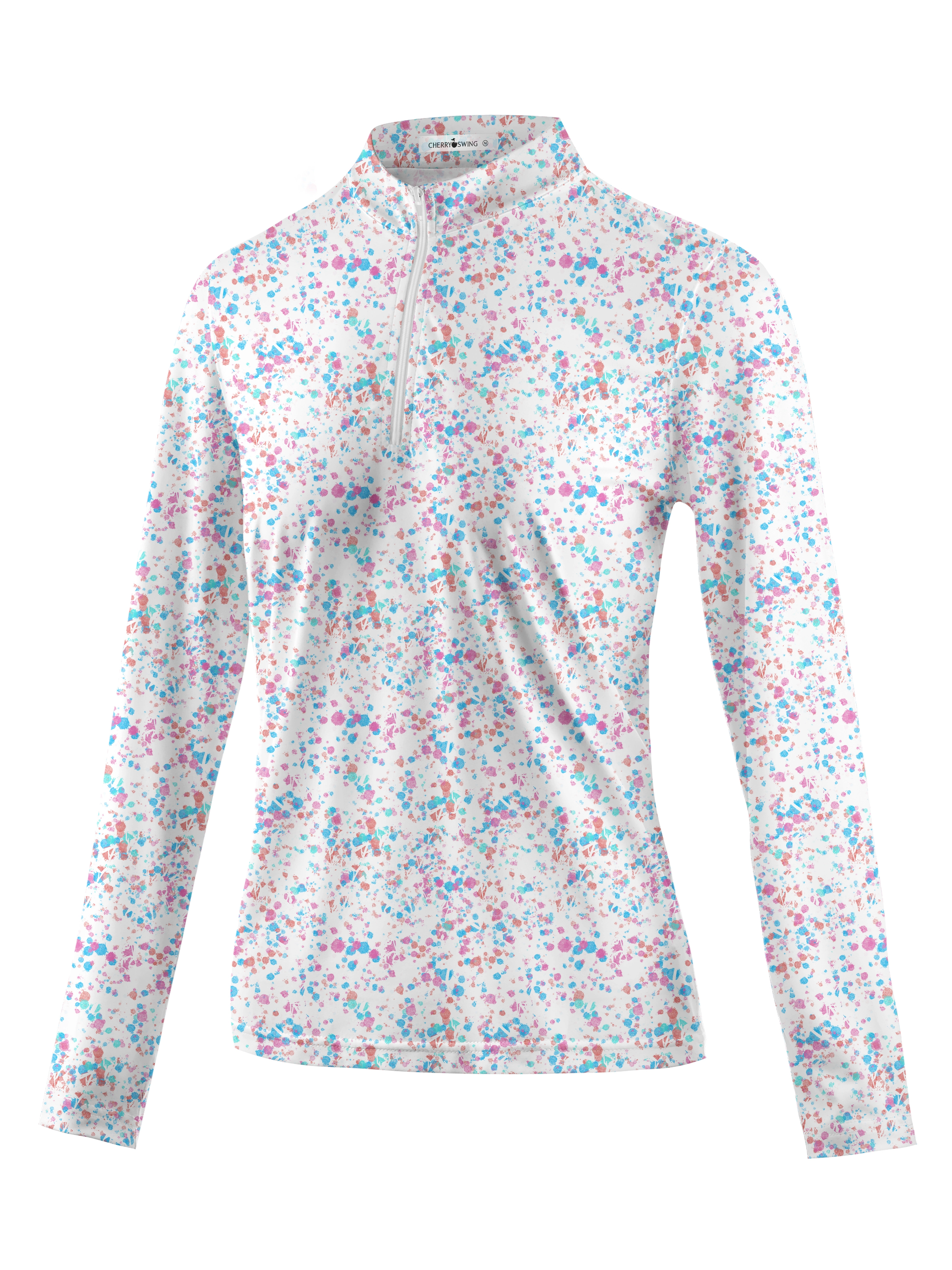 Cherryswing Women's Ink Splash Long Sleeve Golf Polo