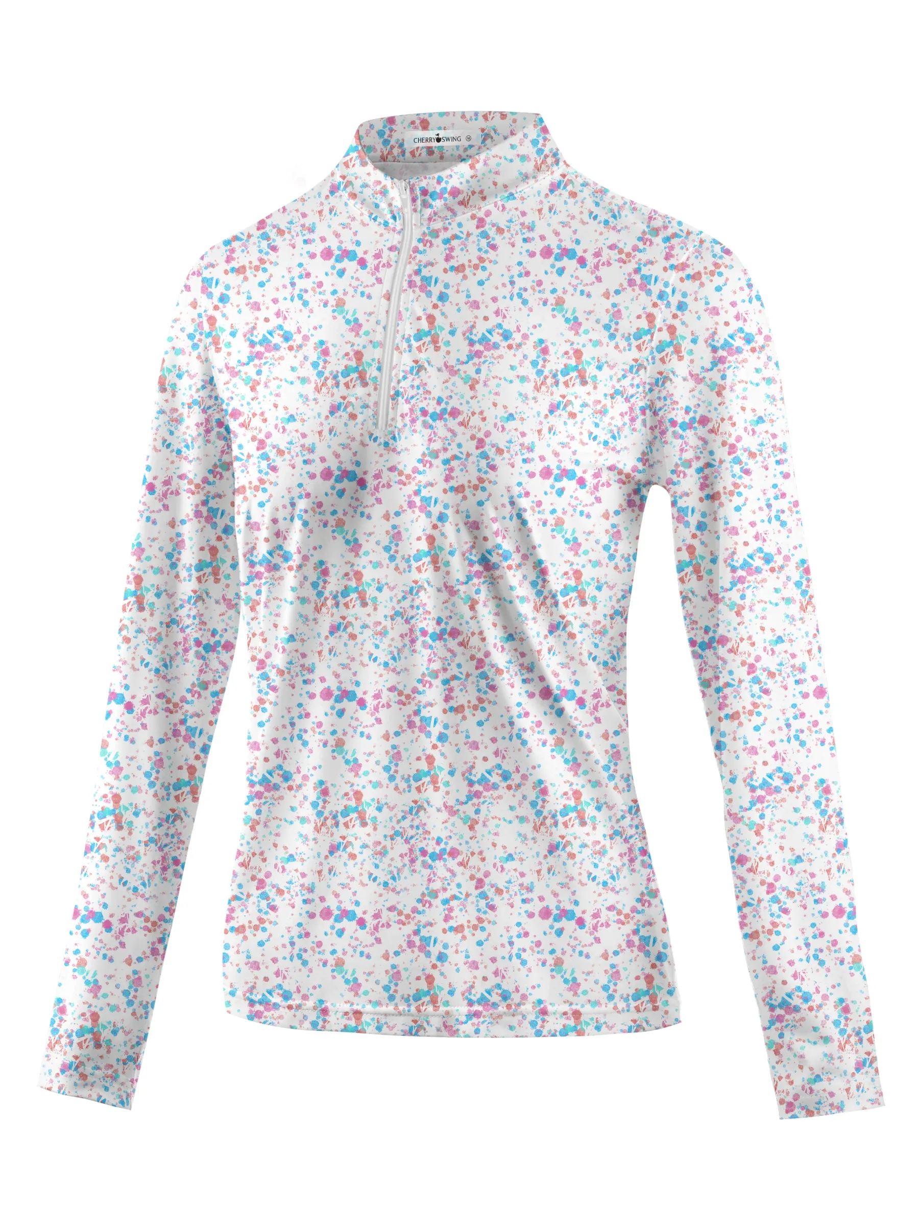 Cherryswing Women's Ink Splash Long Sleeve Golf Polo