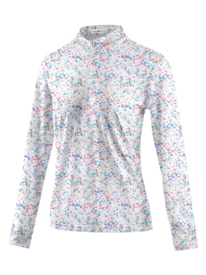 Cherryswing Women's Ink Splash Long Sleeve Golf Polo