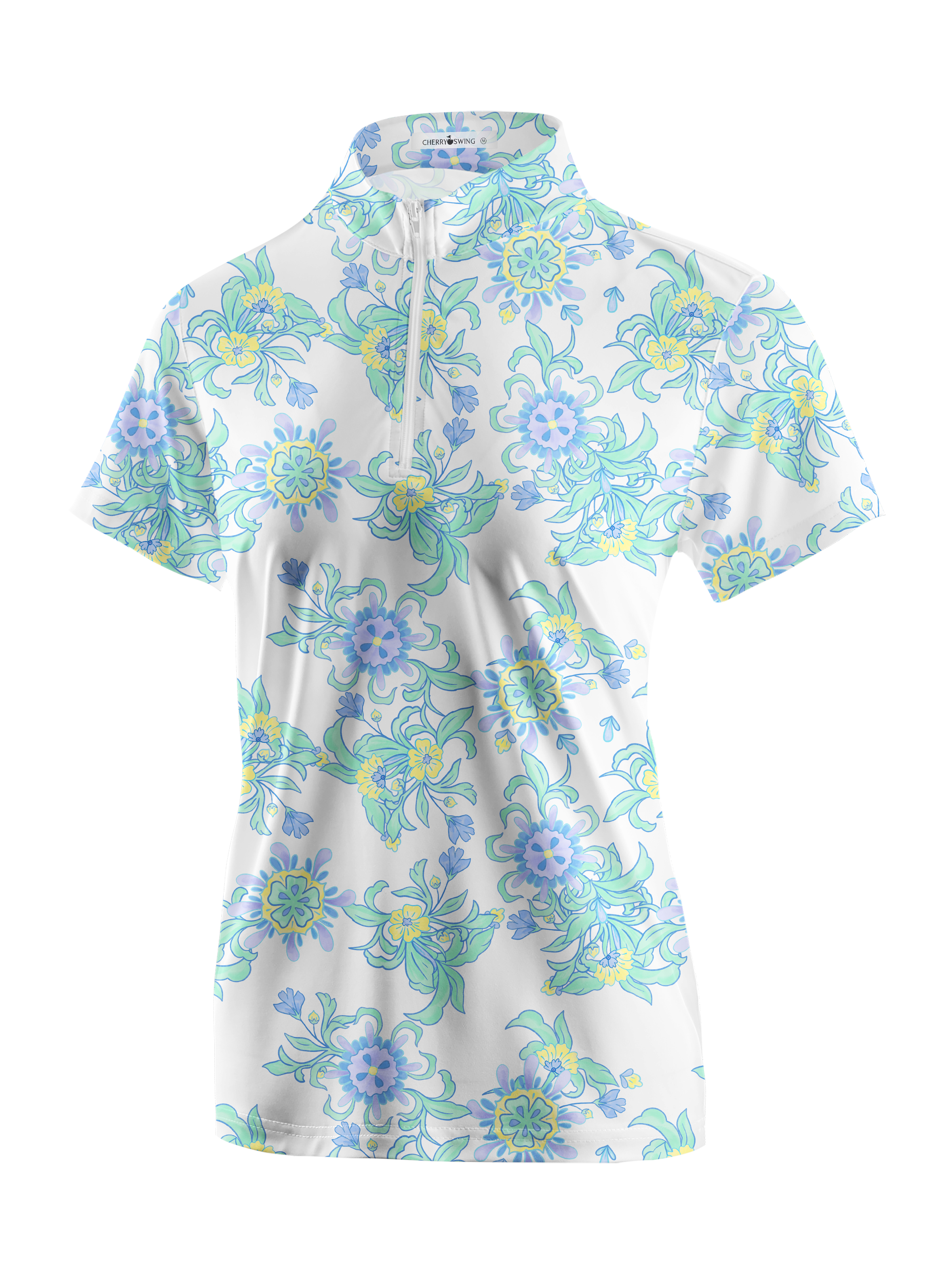 Cherryswing Women's Lively Floral Patterns Short Sleeve Golf Shirt