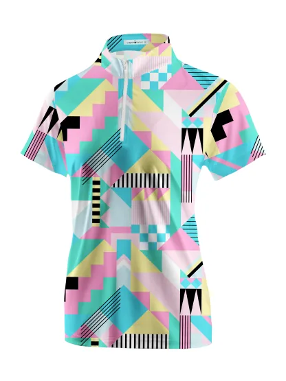 Cherryswing Women's Geometric Patterns Short Sleeve Golf Shirt