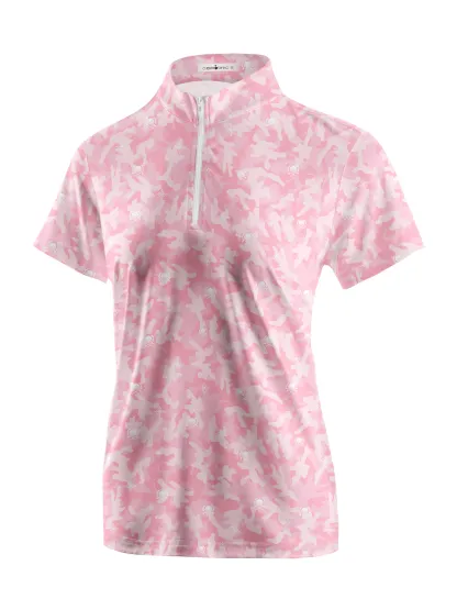 Cherryswing Women's Pink Camouflage Short Sleeve Golf Shirt