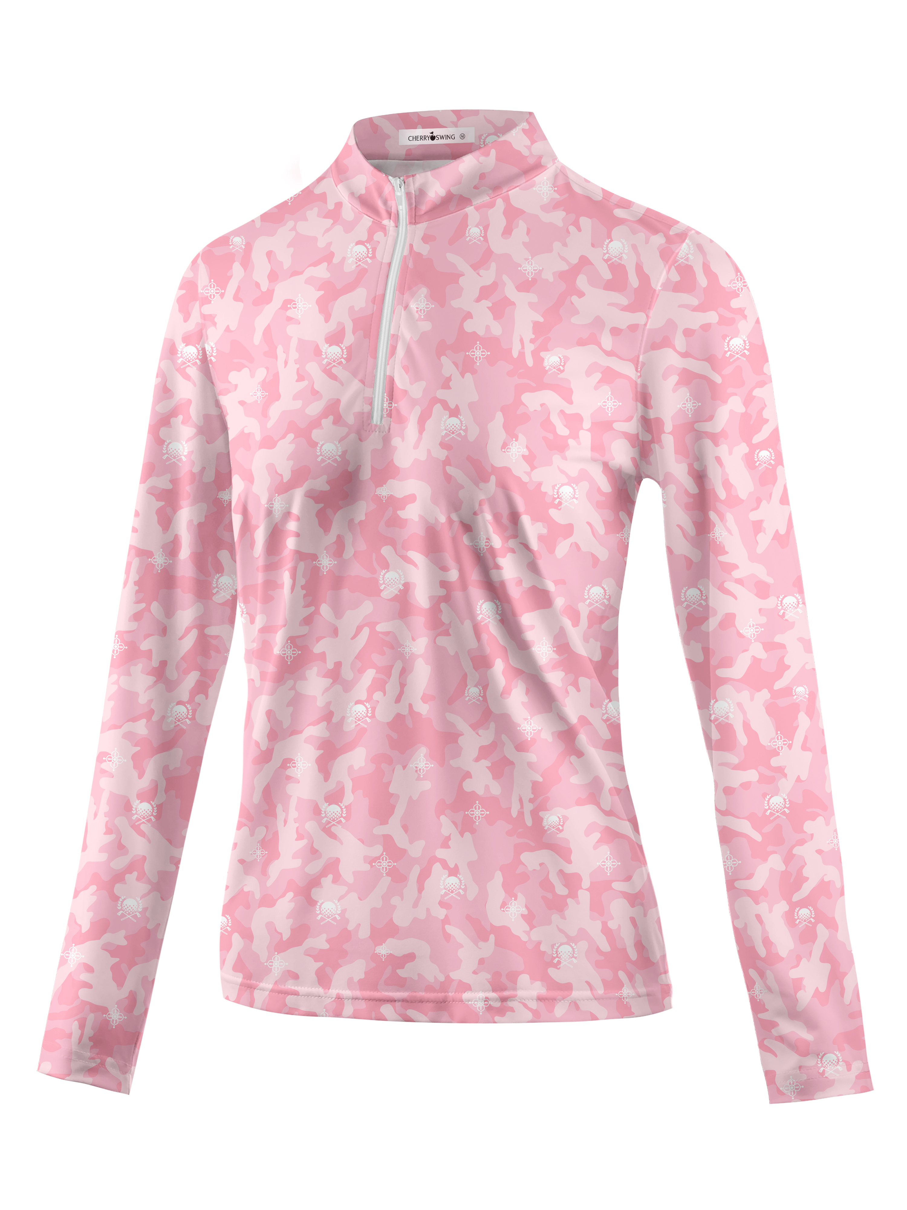 Cherryswing Women's Pink Camouflage Long Sleeve Golf Shirt