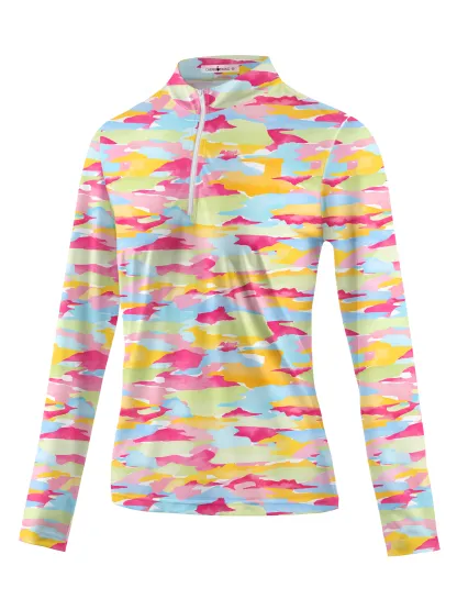 Cherryswing Women's Vibrant Camouflage Long Sleeve Golf Shirt