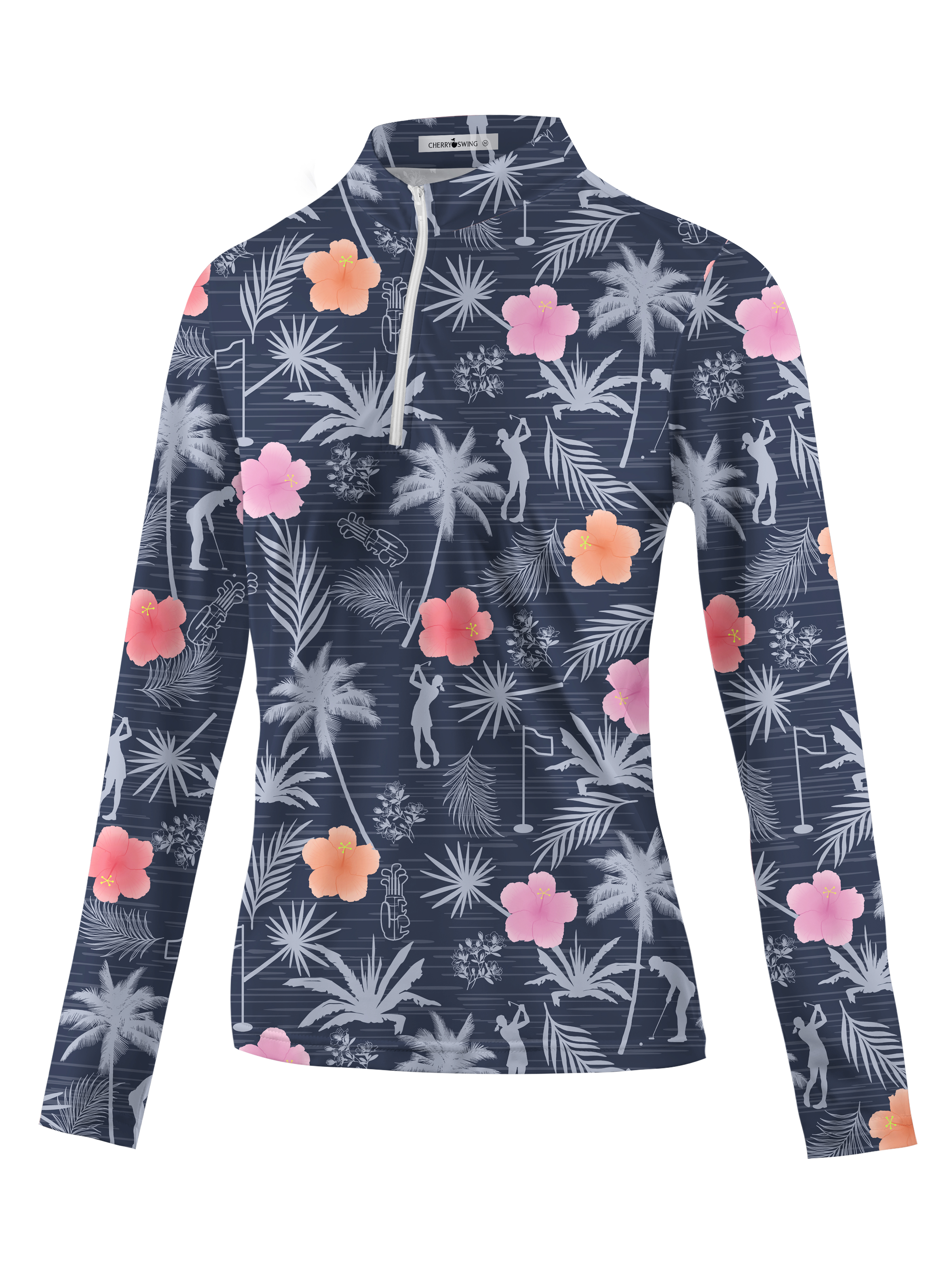 Cherryswing Women's Tropical Green Long Sleeve Golf Shirt