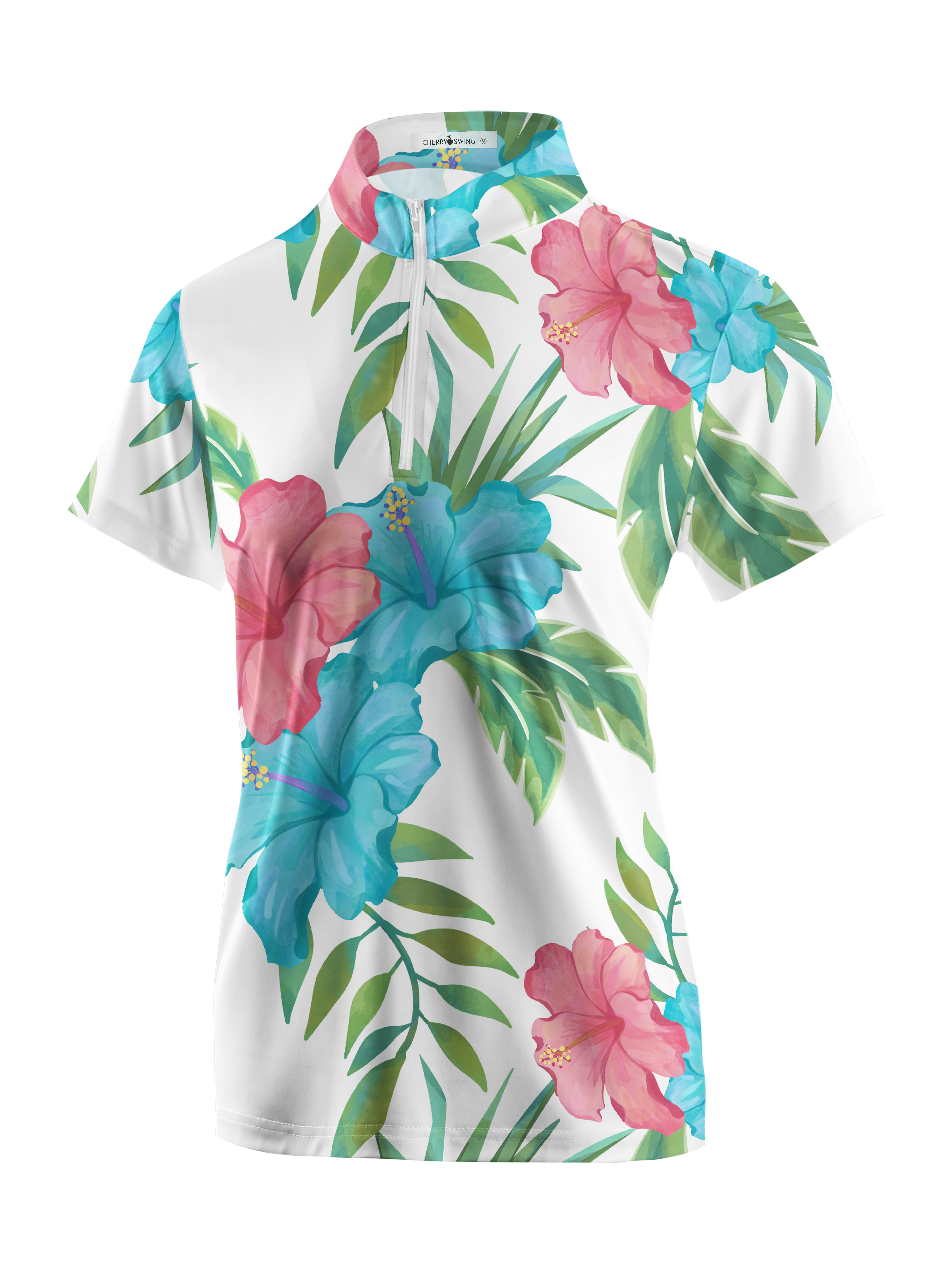 Cherryswing Women's Tropical Garden Short Sleeve Golf Shirt