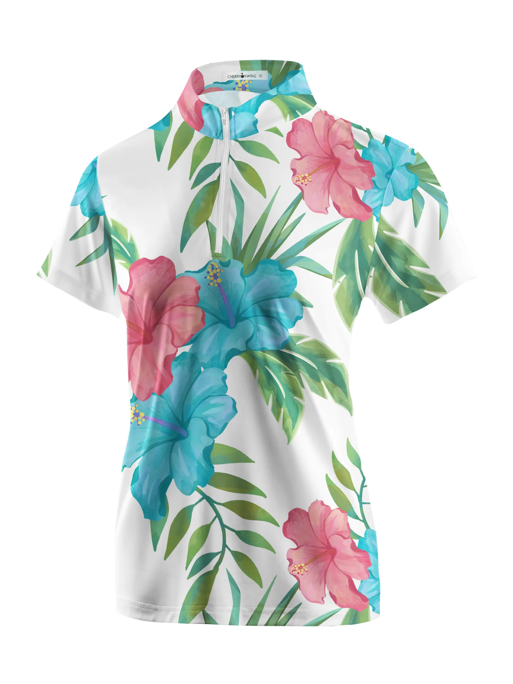Cherryswing Women's Tropical Garden Short Sleeve Golf Shirt