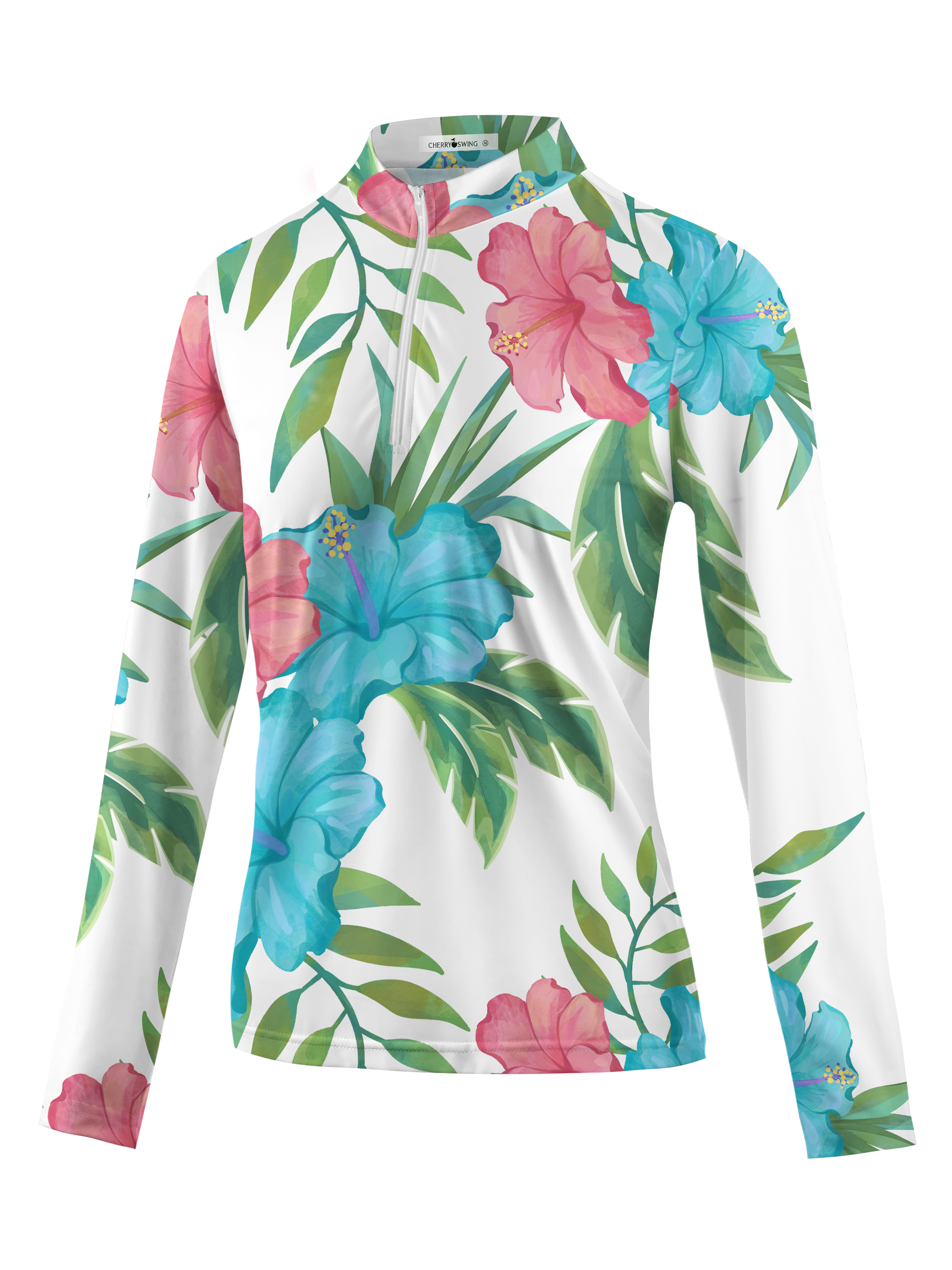 Cherryswing Women's Tropical Garden Long Sleeve Golf Shirt