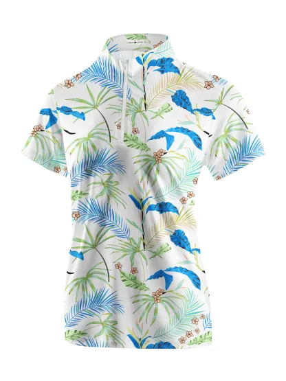 Cherryswing Women's Whimsy Palms Short Sleeve Golf Shirt