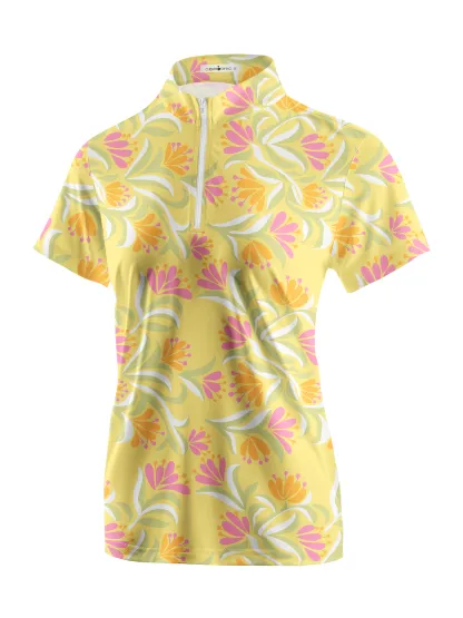 Cherryswing Women's Tropical Bloom Short Sleeve Golf Shirt
